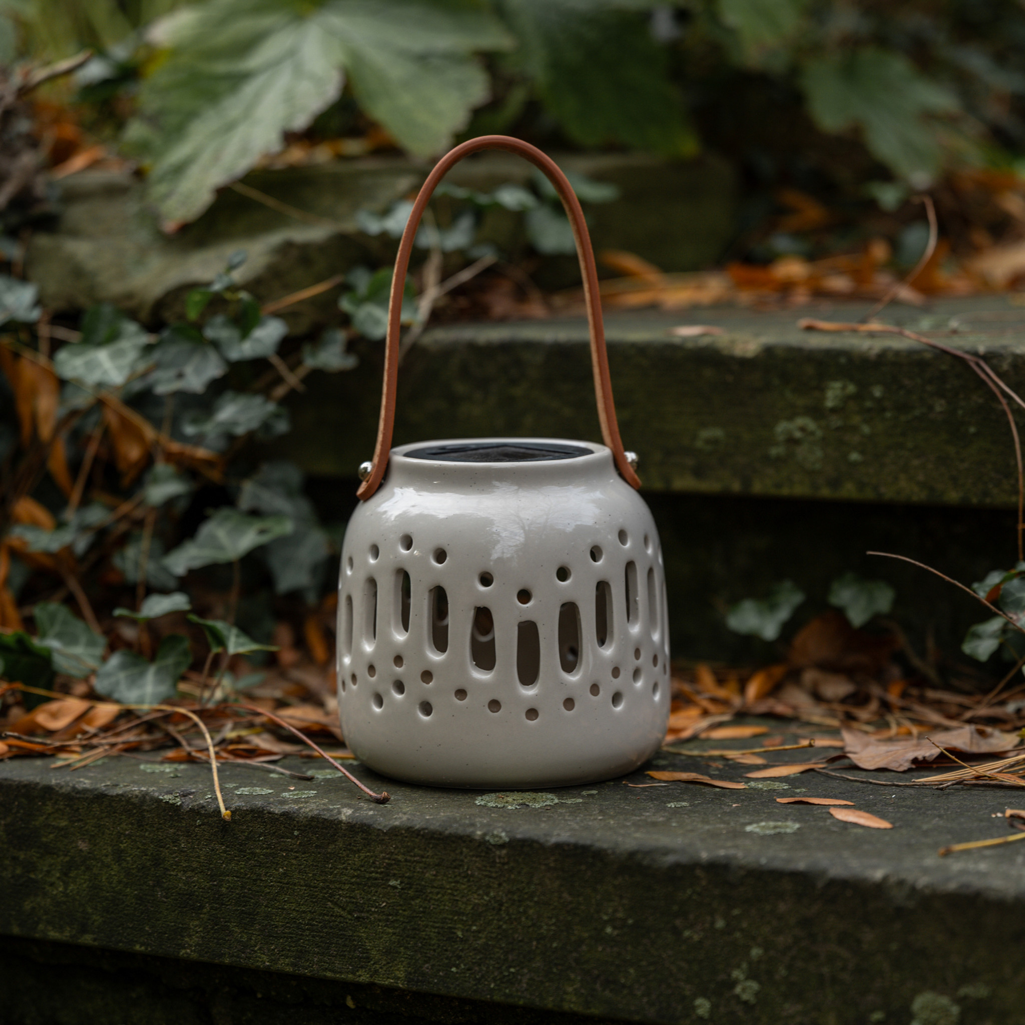 Solar Ceramic Lantern, 4.75"