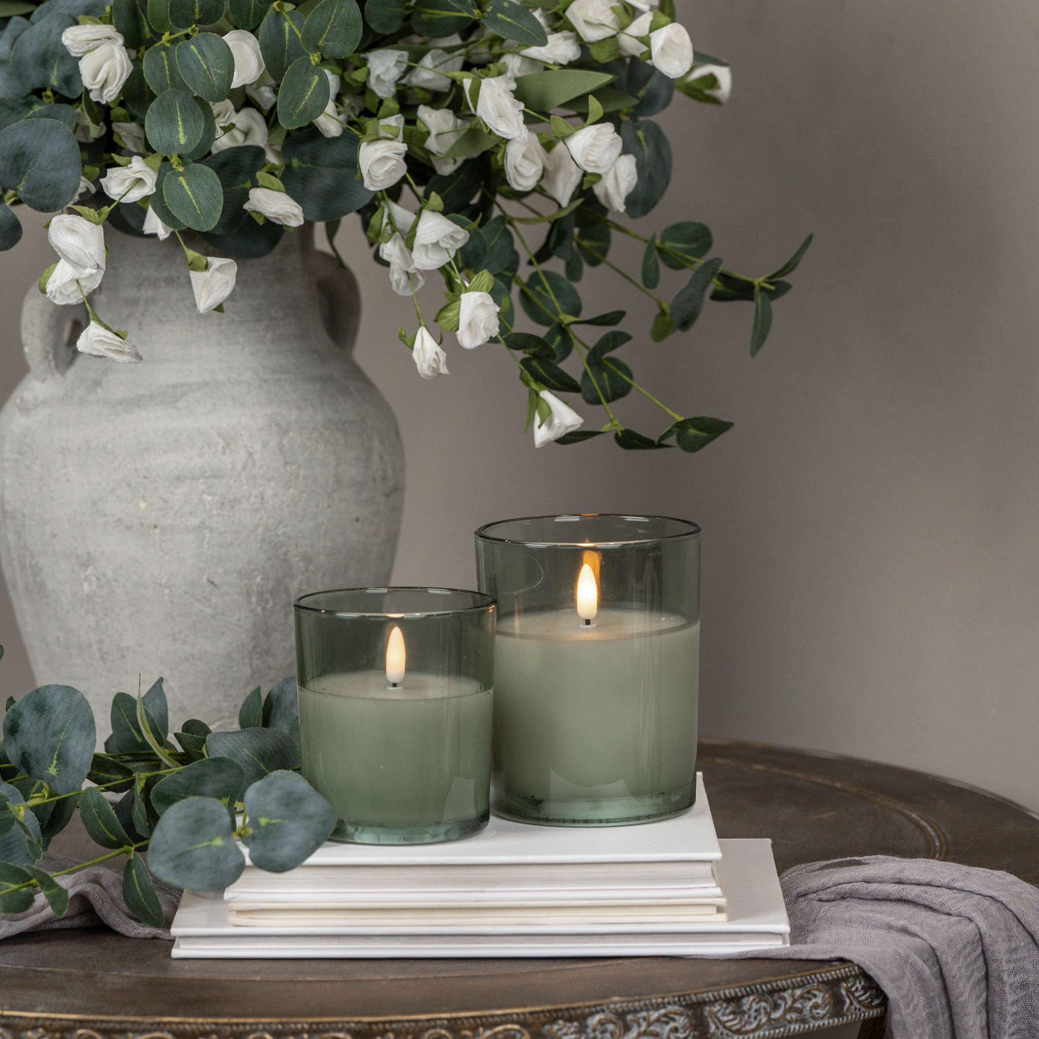 Flameless Green Thick Glass Candle, 4", photo 6 of 6