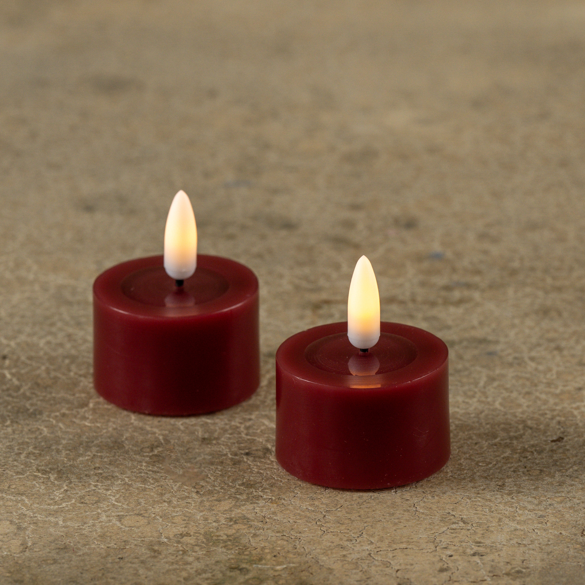 Flameless Red Melted-Edge Tealights, Set of 2, photo 2 of 3