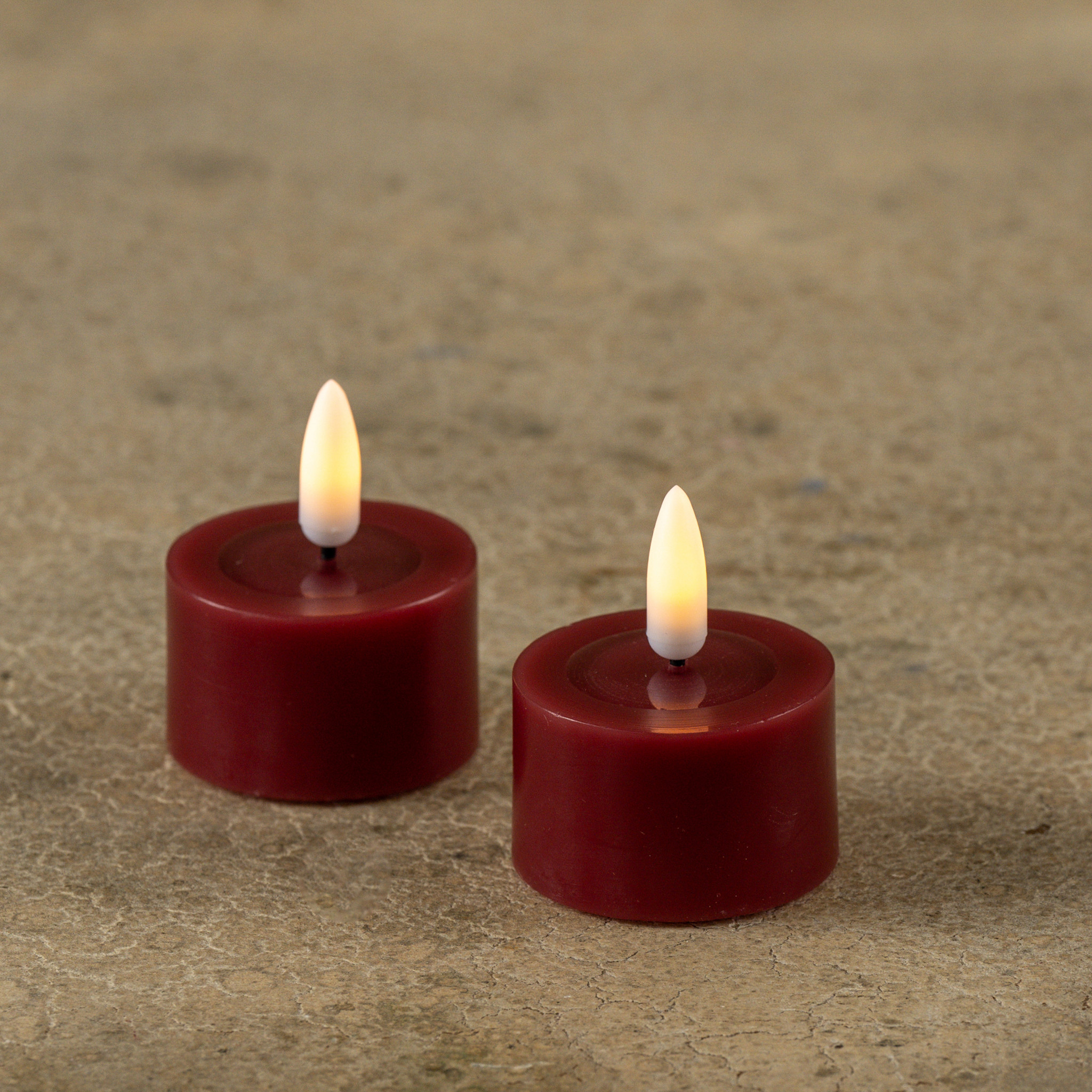 Flameless Red Melted-Edge Tealights, Set of 2, photo 3 of 3