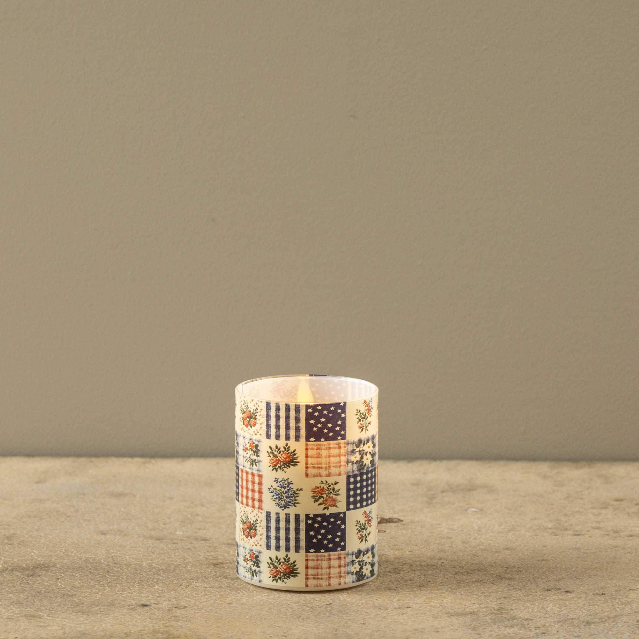 Flameless Patchwork Glass Candle, 4", photo 5 of 6