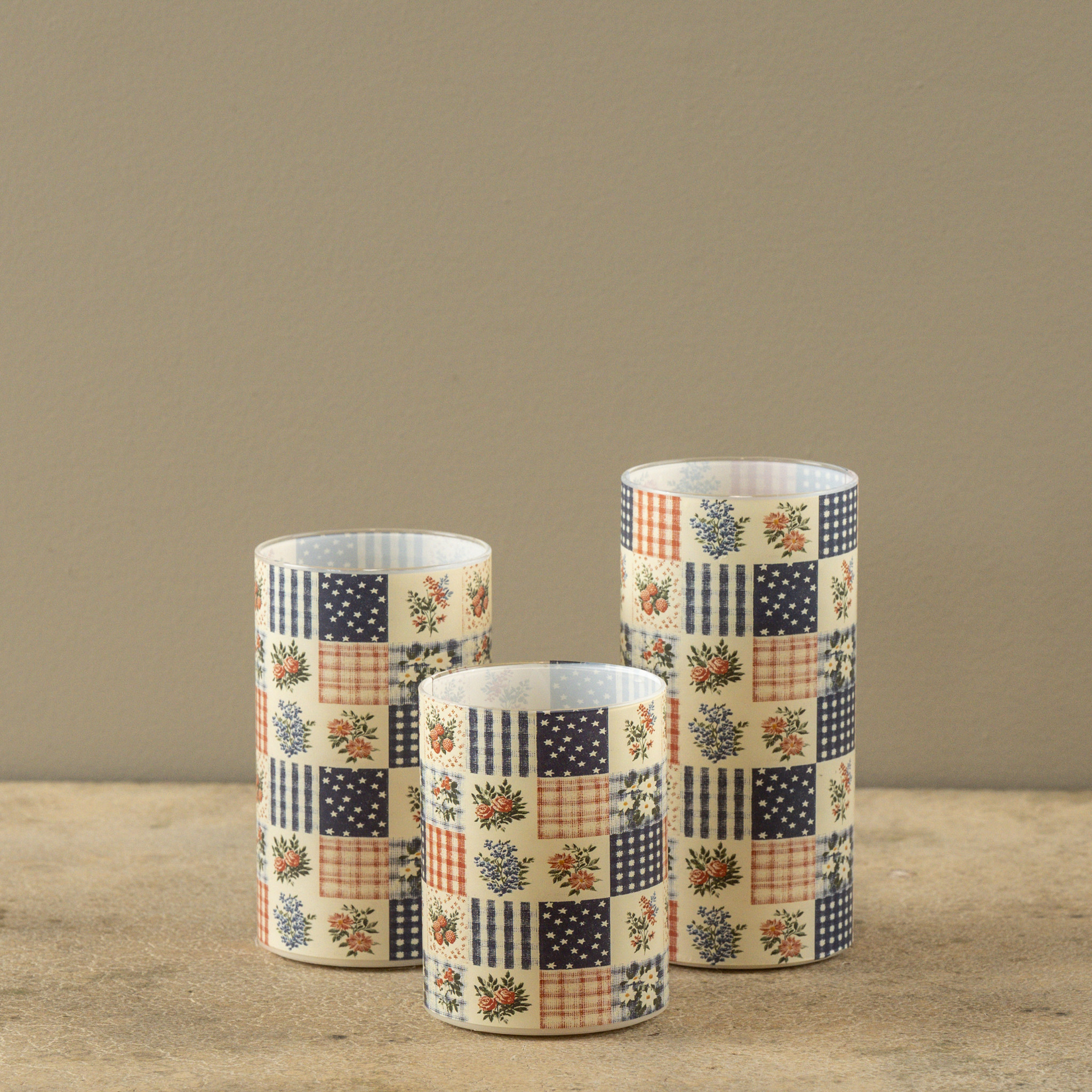 Flameless Patchwork Glass Candle, 5", photo 2 of 6