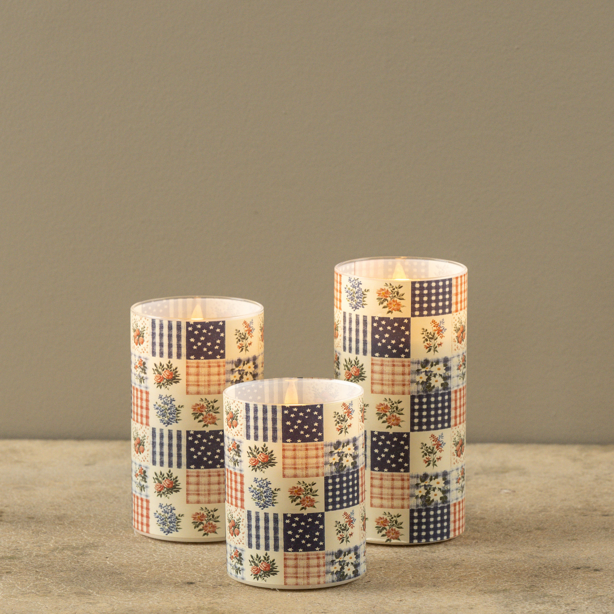 Flameless Patchwork Glass Candle, 5", photo 4 of 6