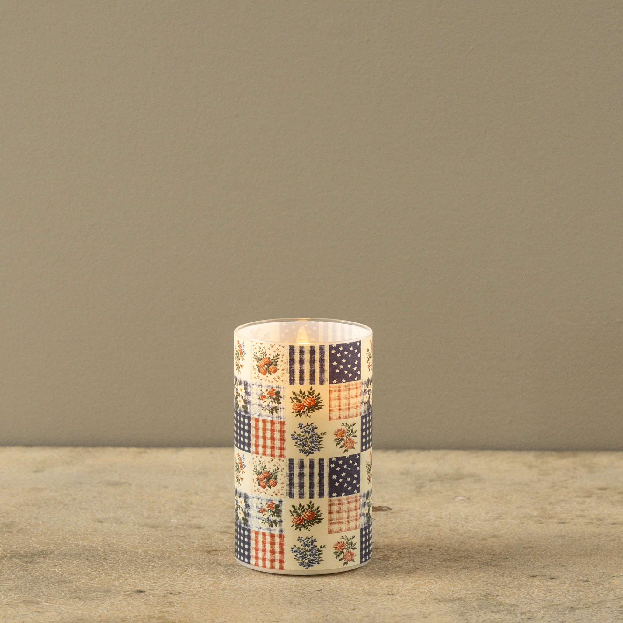 Flameless Patchwork Glass Candle, 5", photo 5 of 6