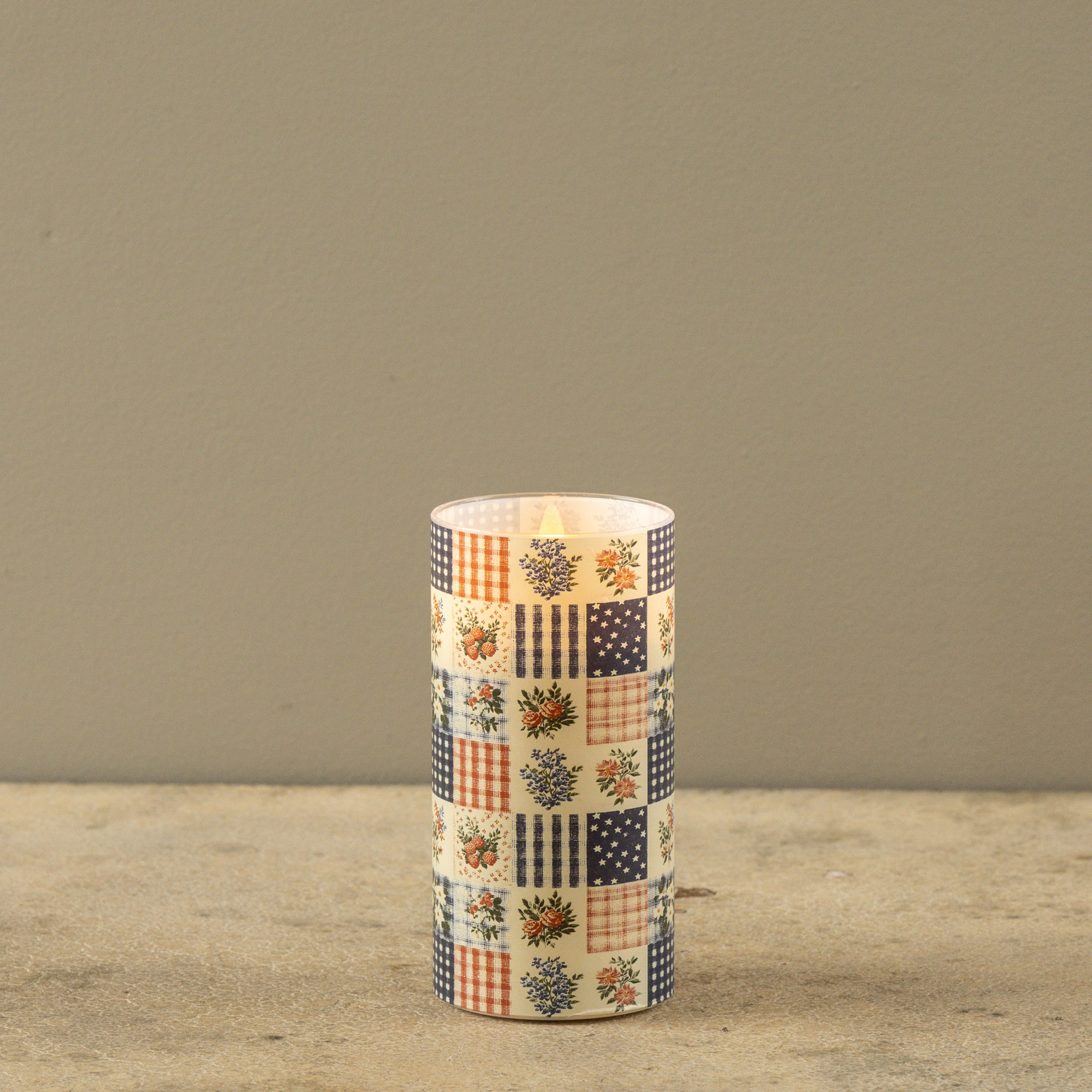 Flameless Patchwork Glass Candle, 6", photo 5 of 6