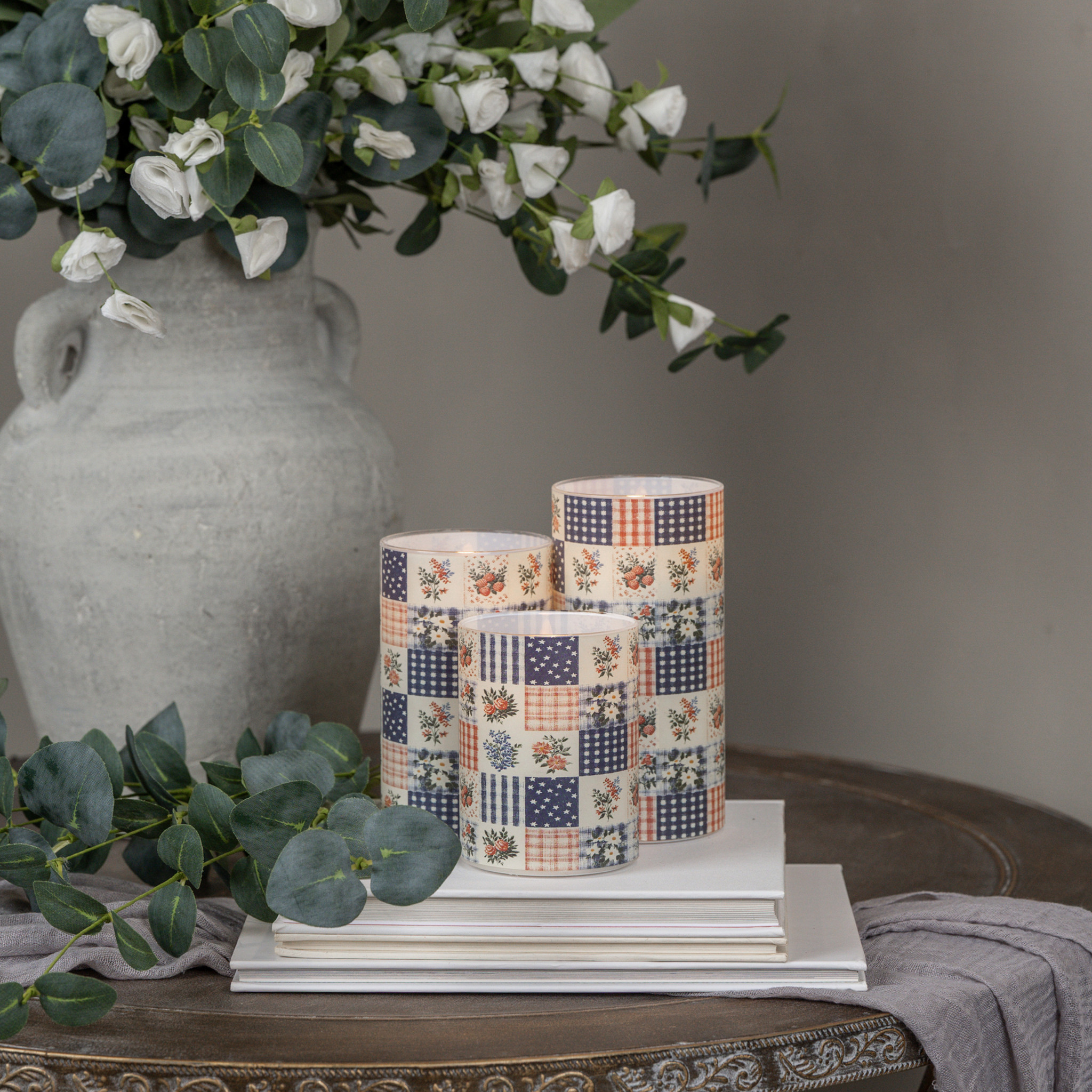 Flameless Patchwork Glass Candle, 6", photo 6 of 6