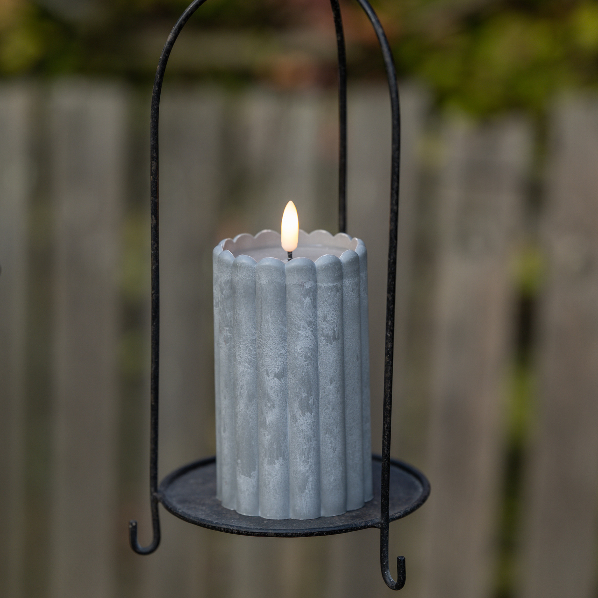 Flameless Outdoor Grey Column Pillar Candle, 5"