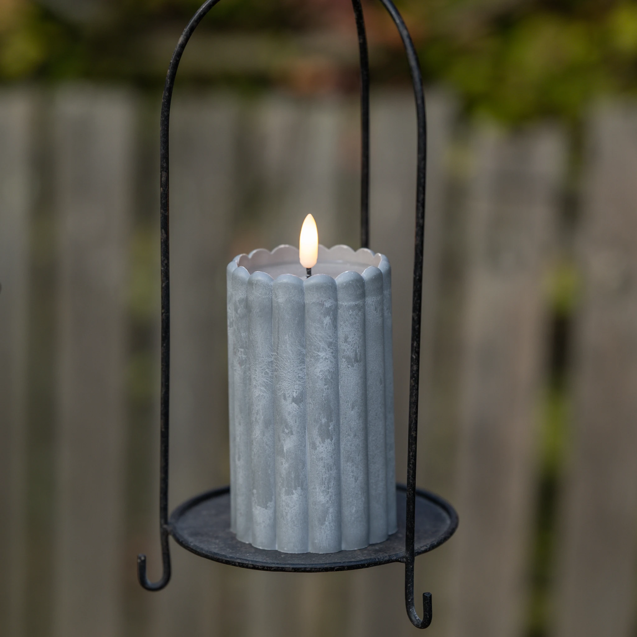 Flameless Outdoor Grey Column Pillar Candle, 5"
