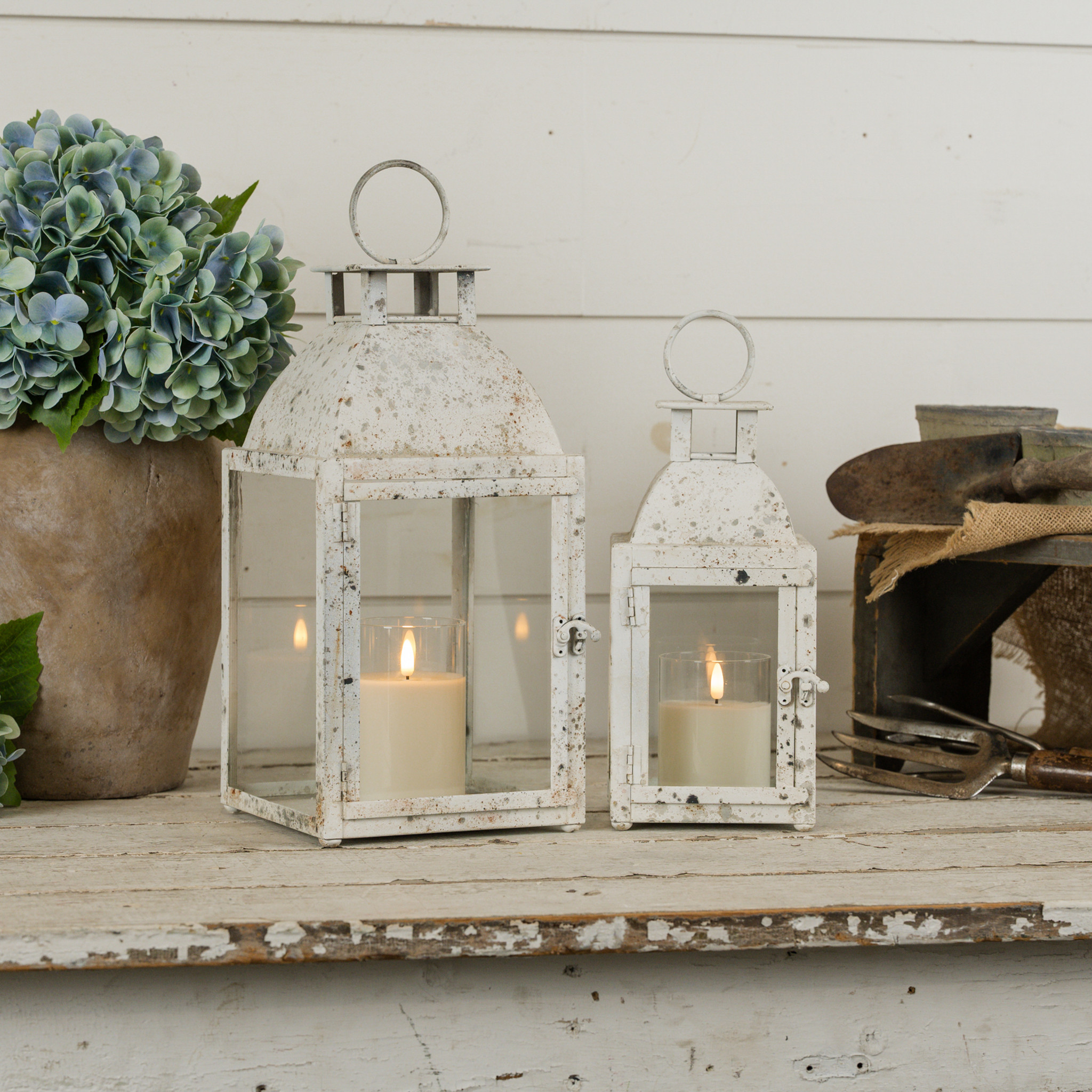 Aged White Lantern, 11", photo 3 of 3