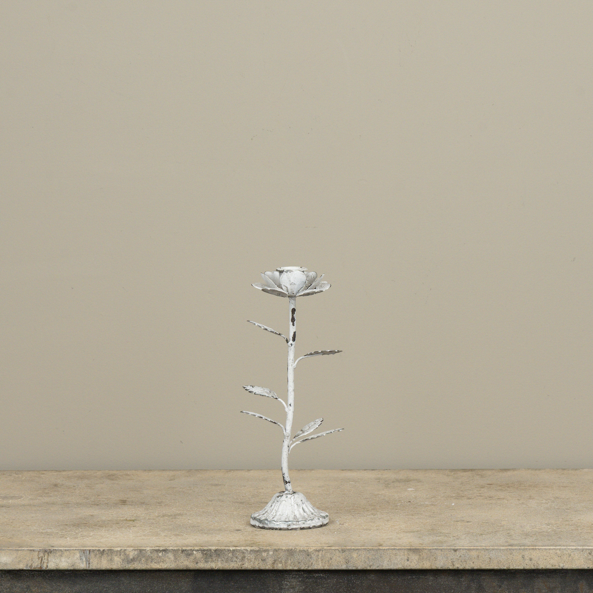 White Flower Taper Candle Holder, 9.75", photo 2 of 3