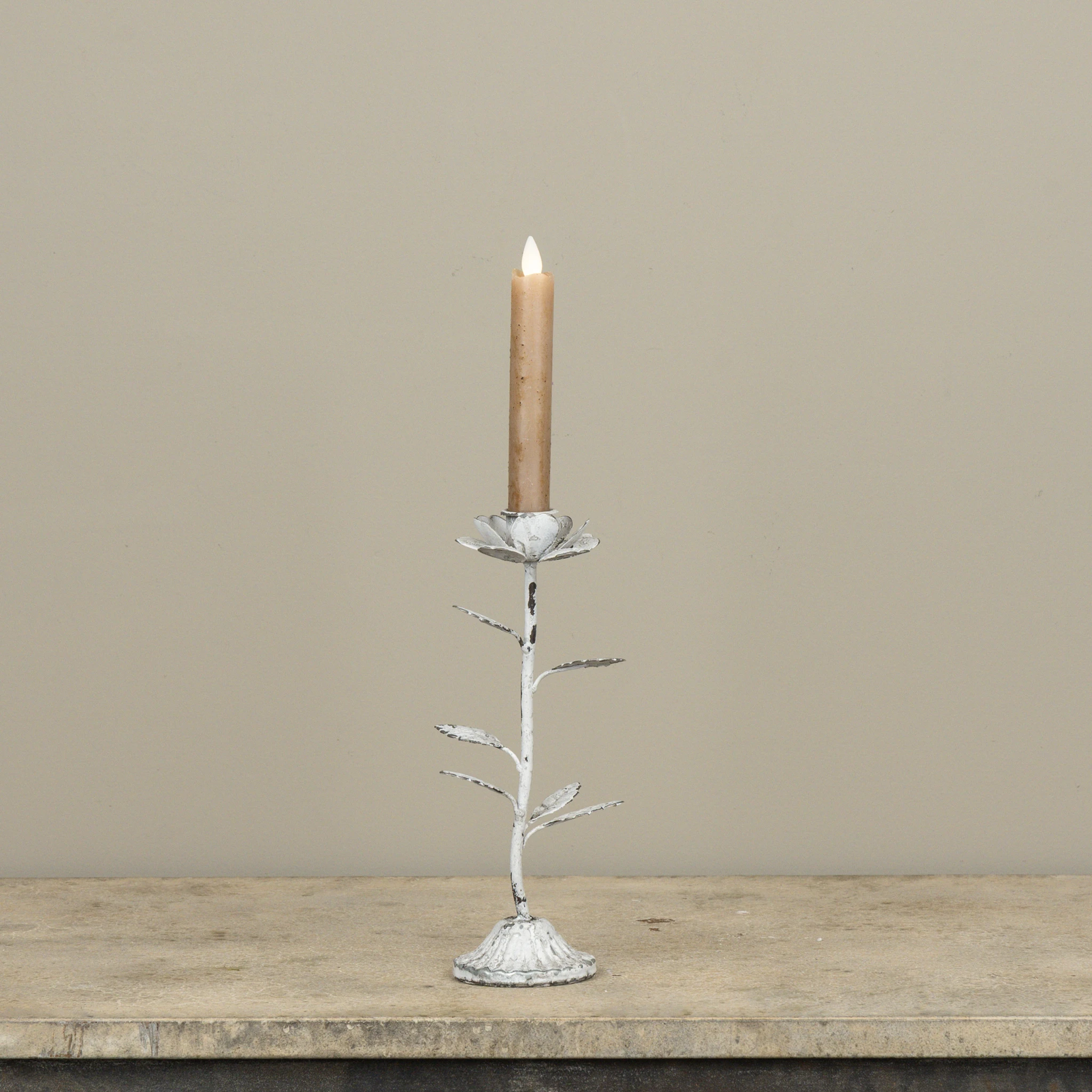 White Flower Taper Candle Holder, 9.75", photo 3 of 3