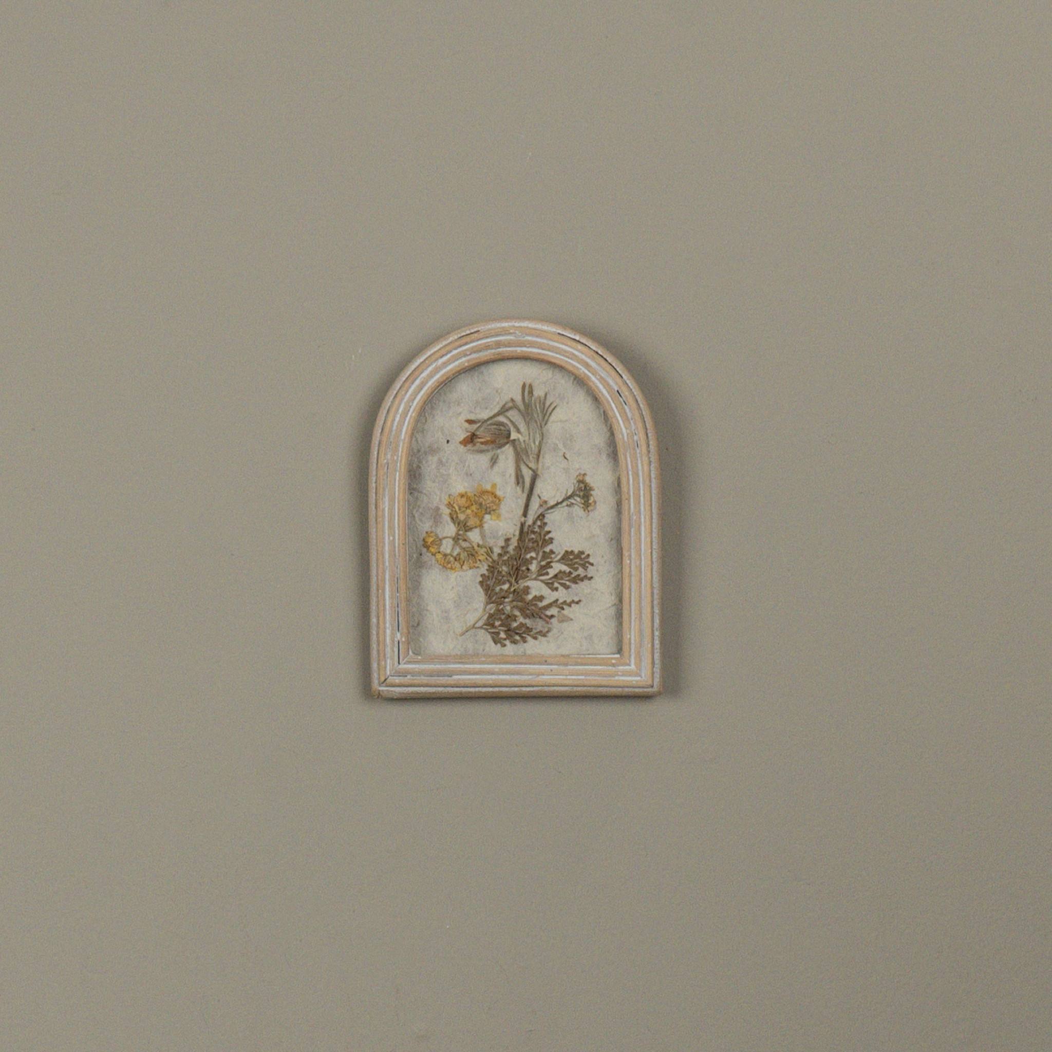 Pressed Yellow Flower in Arched Frame, 6.25", photo 2 of 2