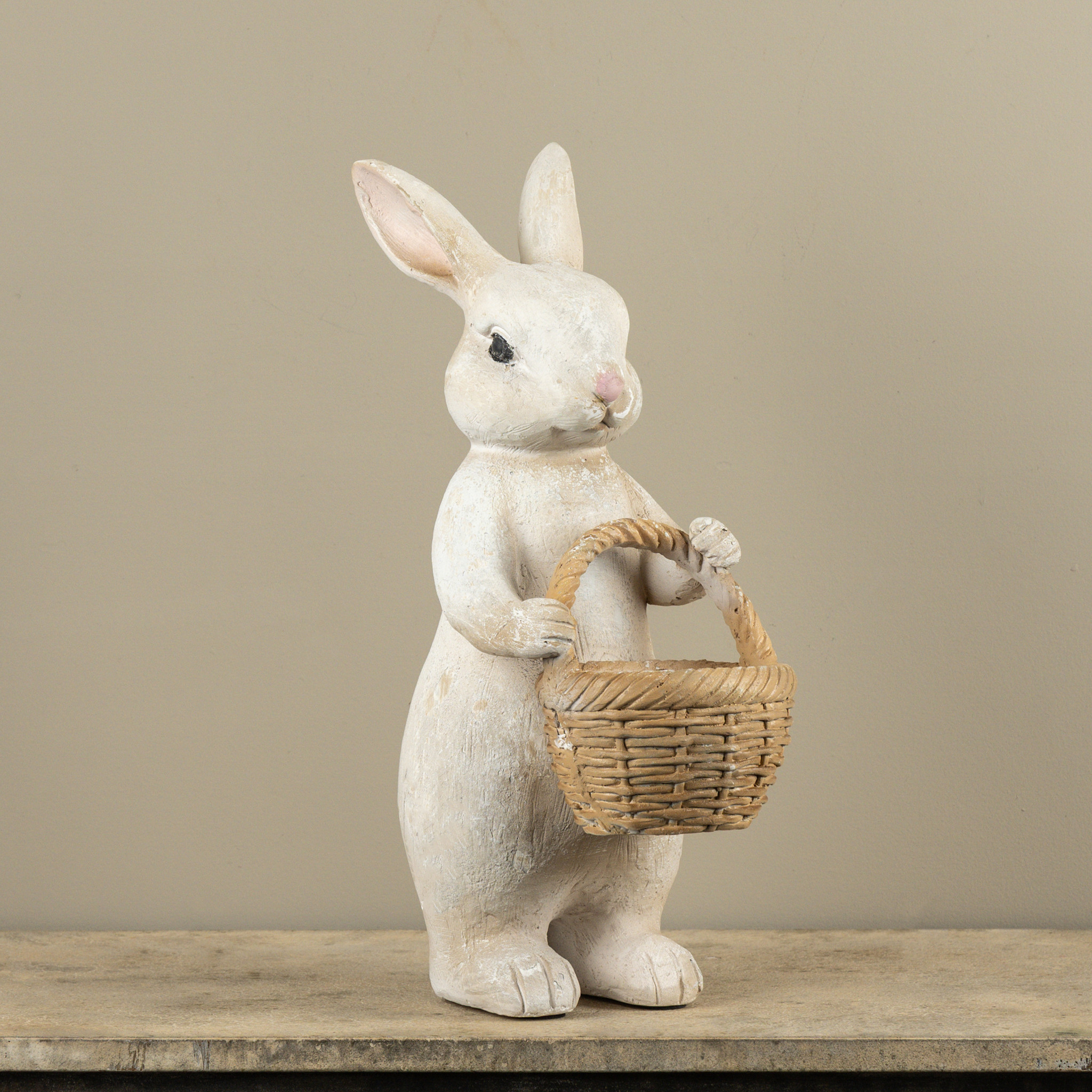 Textured Bunny with Basket, 20.5"