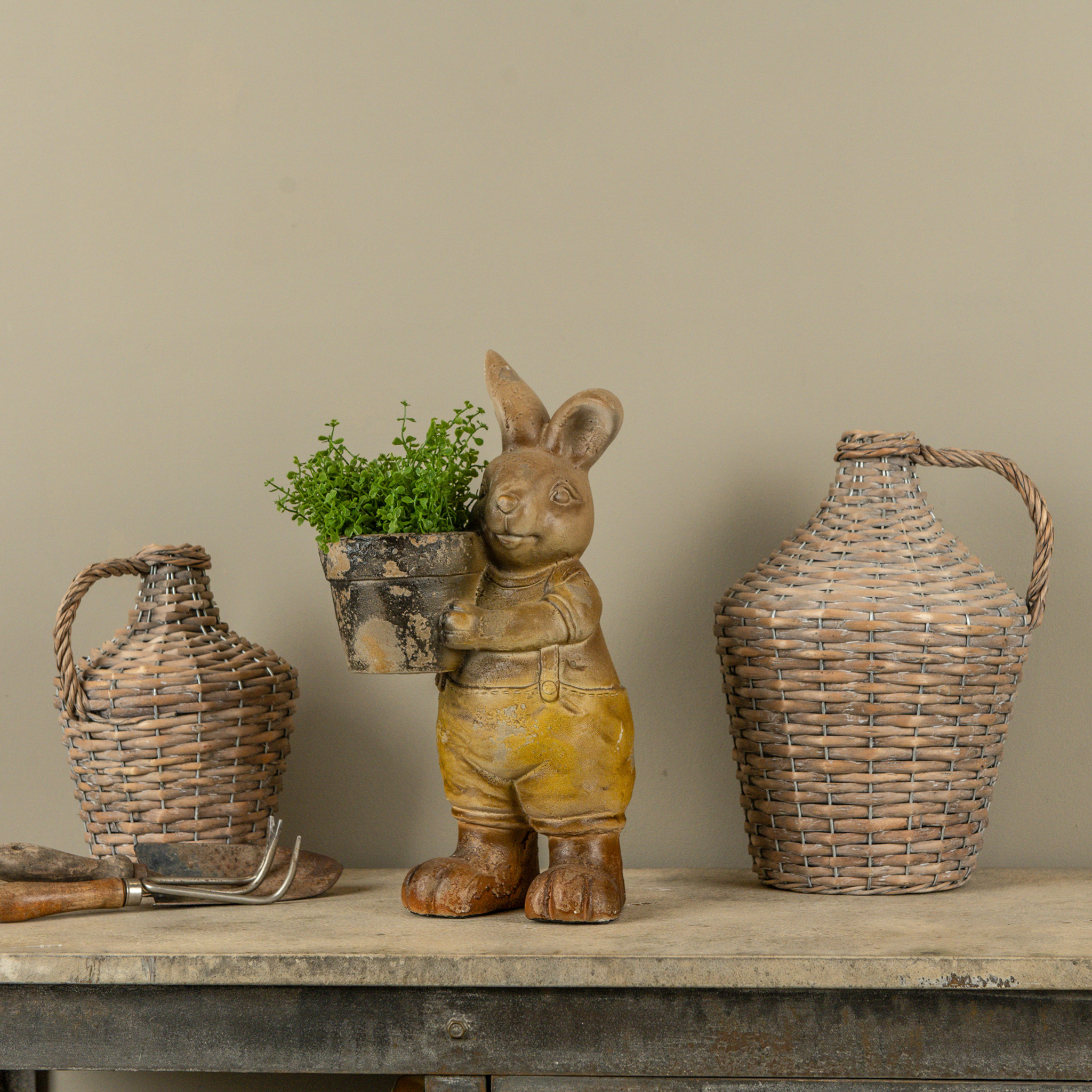 Brown Bunny with Black Pot