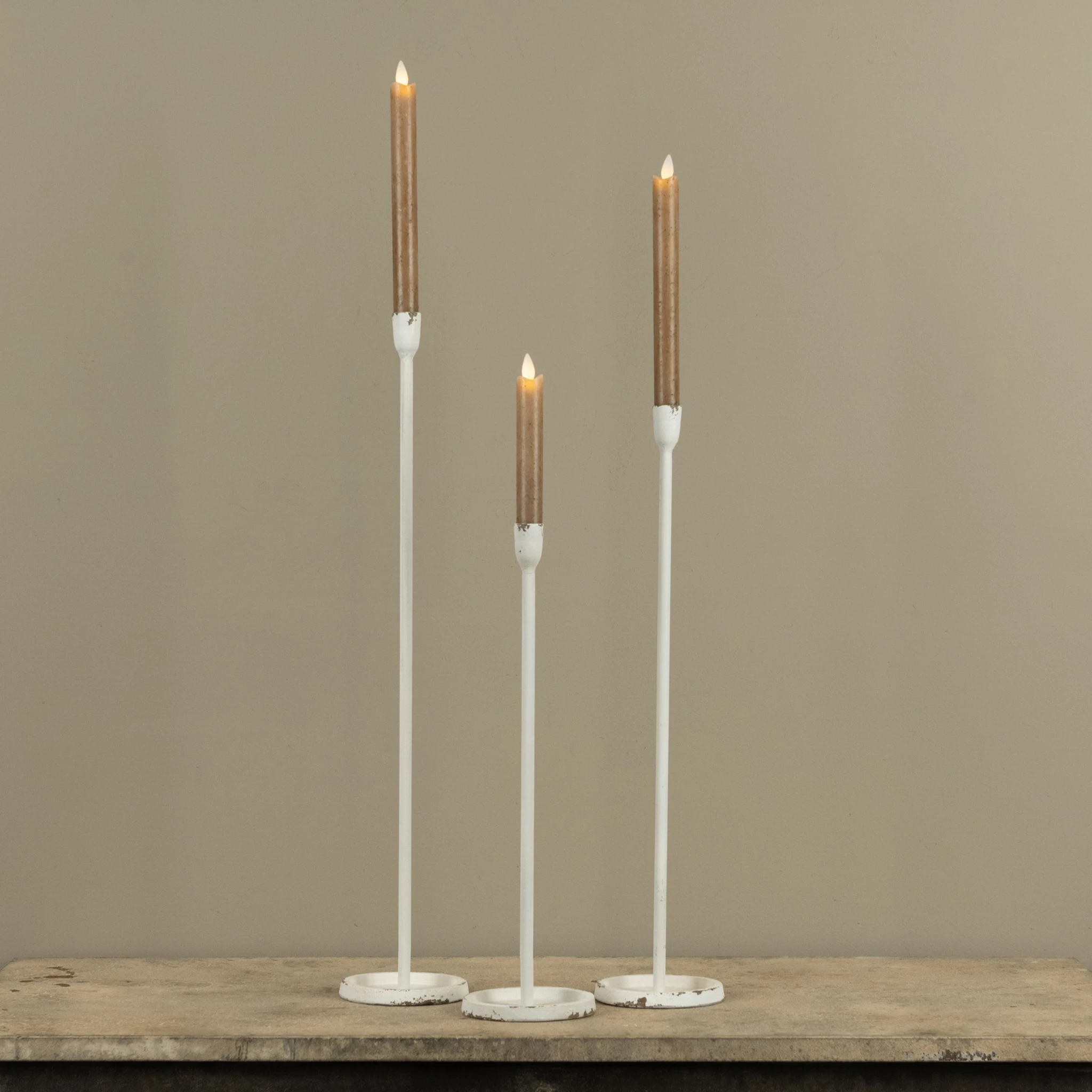 White Newtown Taper Candlestick, 20.25" — photo 1 of 2