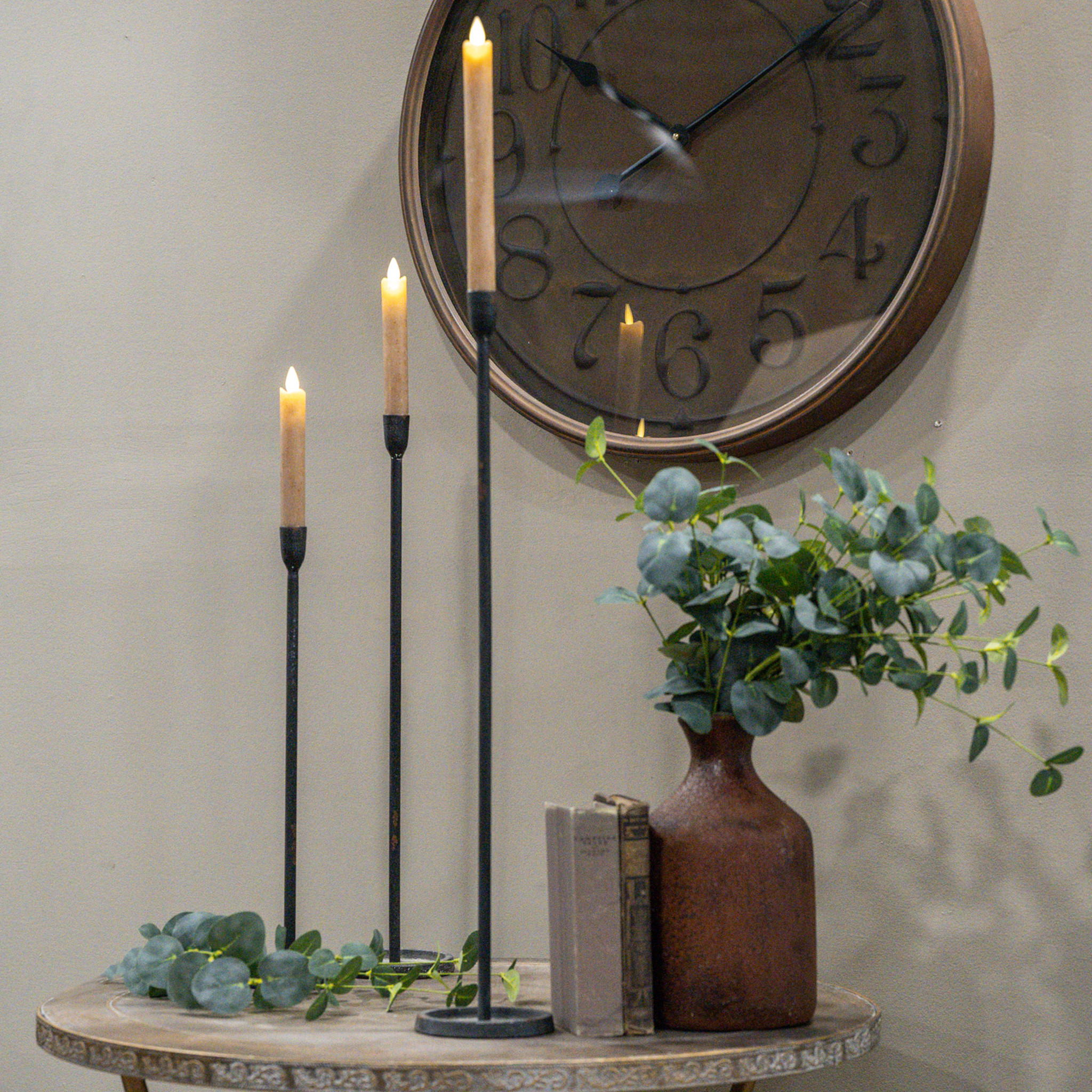 Black Newton Taper Candlestick, 23.25"