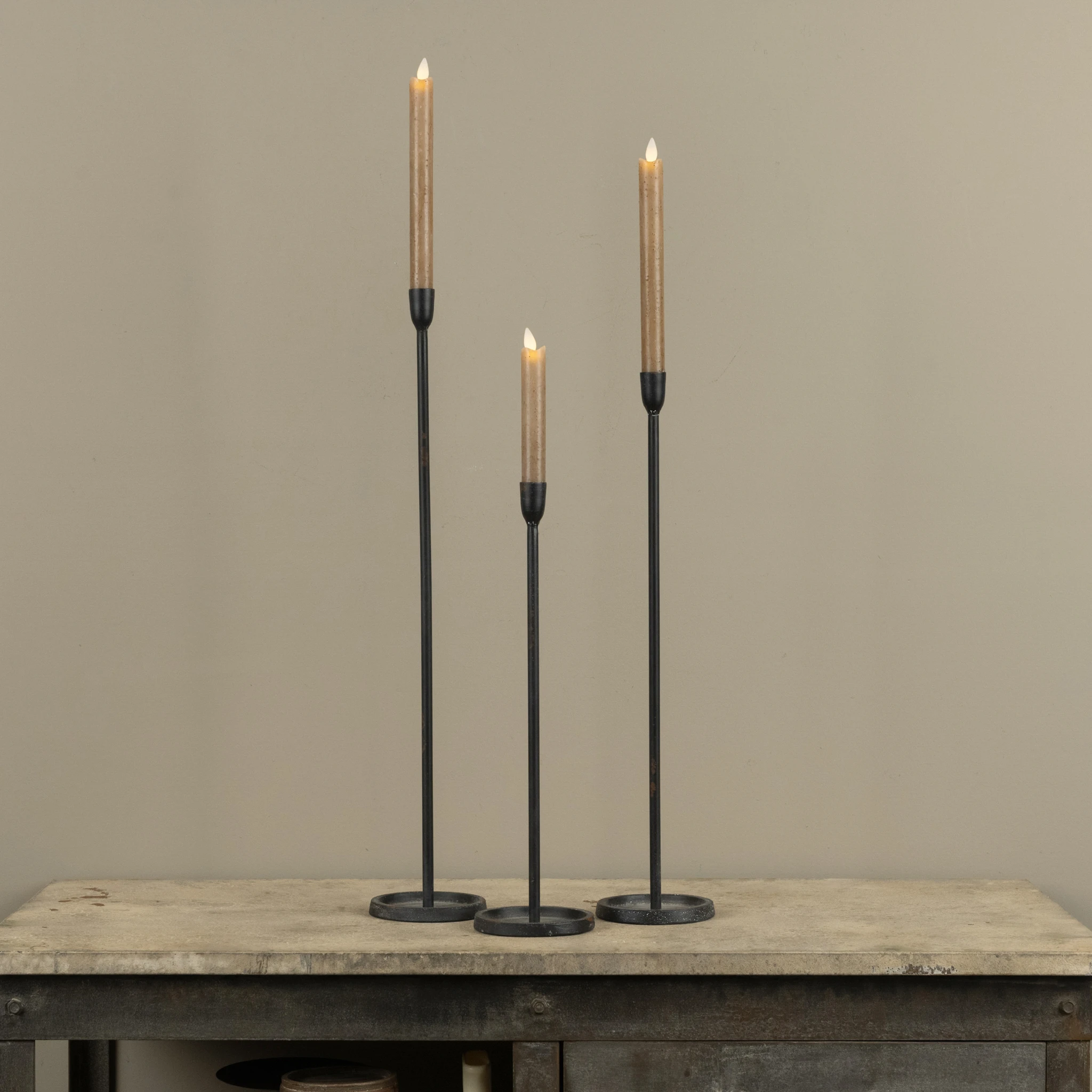 Black Newton Taper Candlestick, 16.25"
