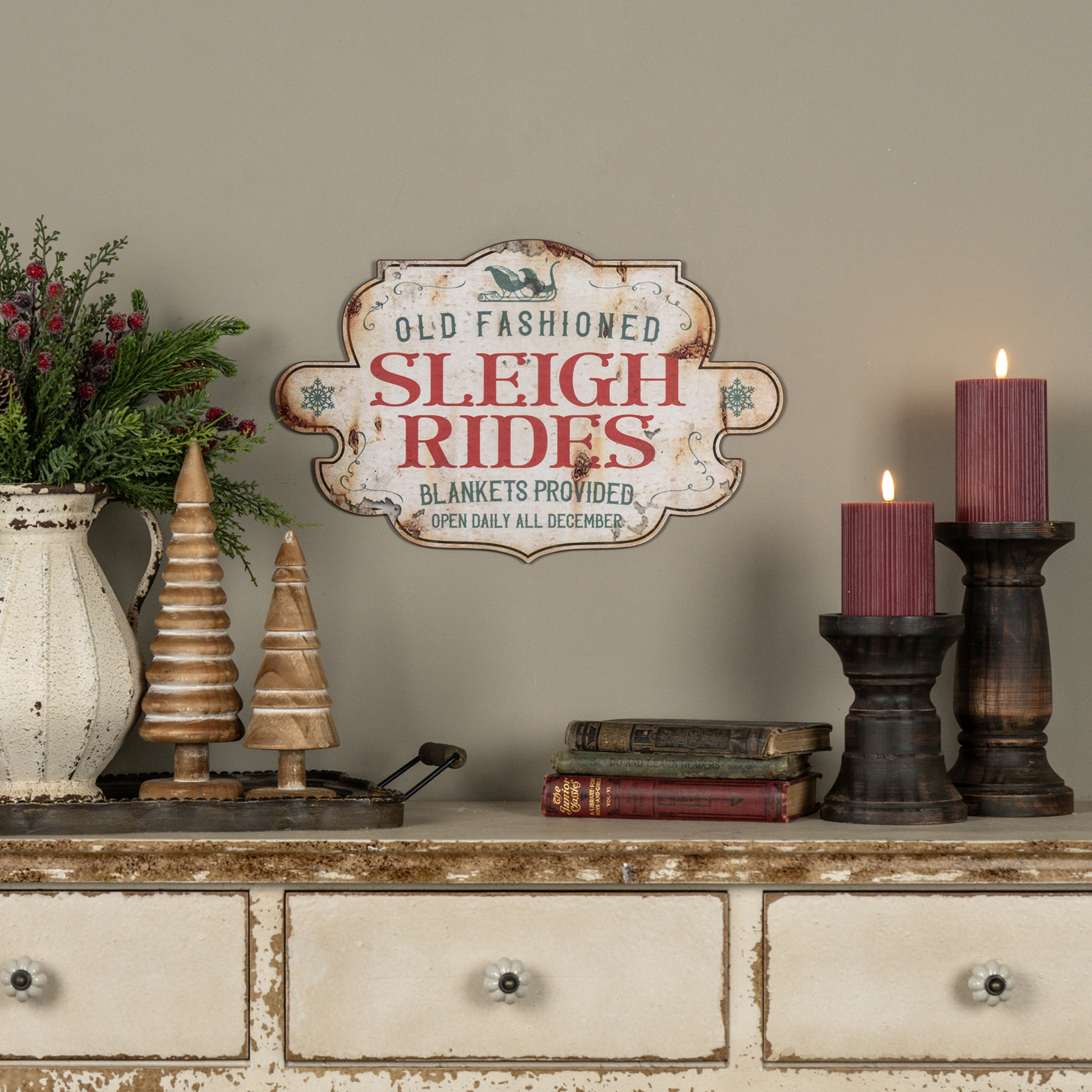 Sleigh Rides Sign, 17"