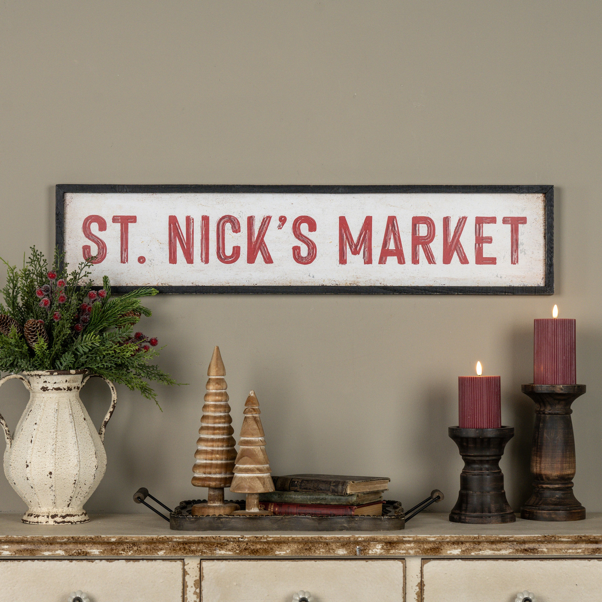 St. Nick's Market Framed Sign, 36"