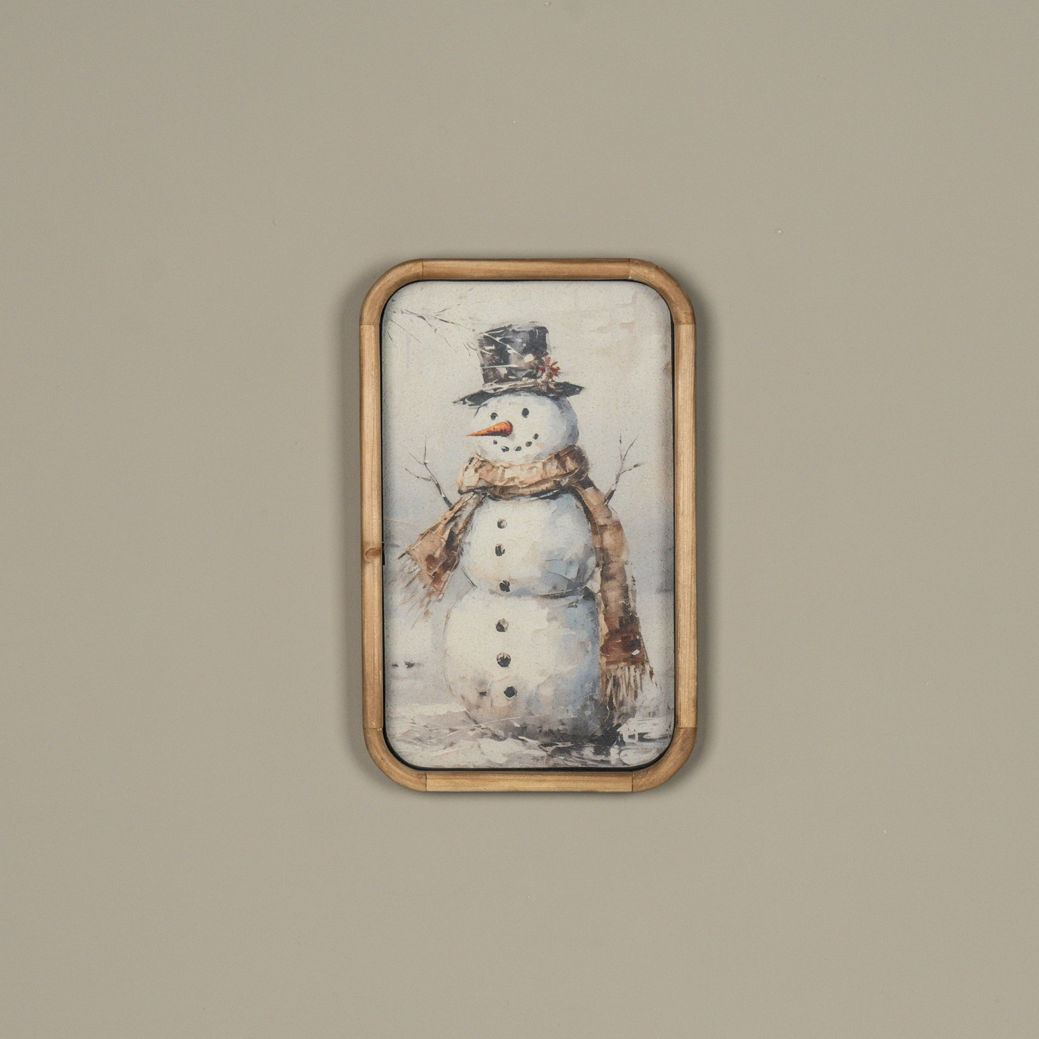 Bundled Up Snowman Framed Print, 14"