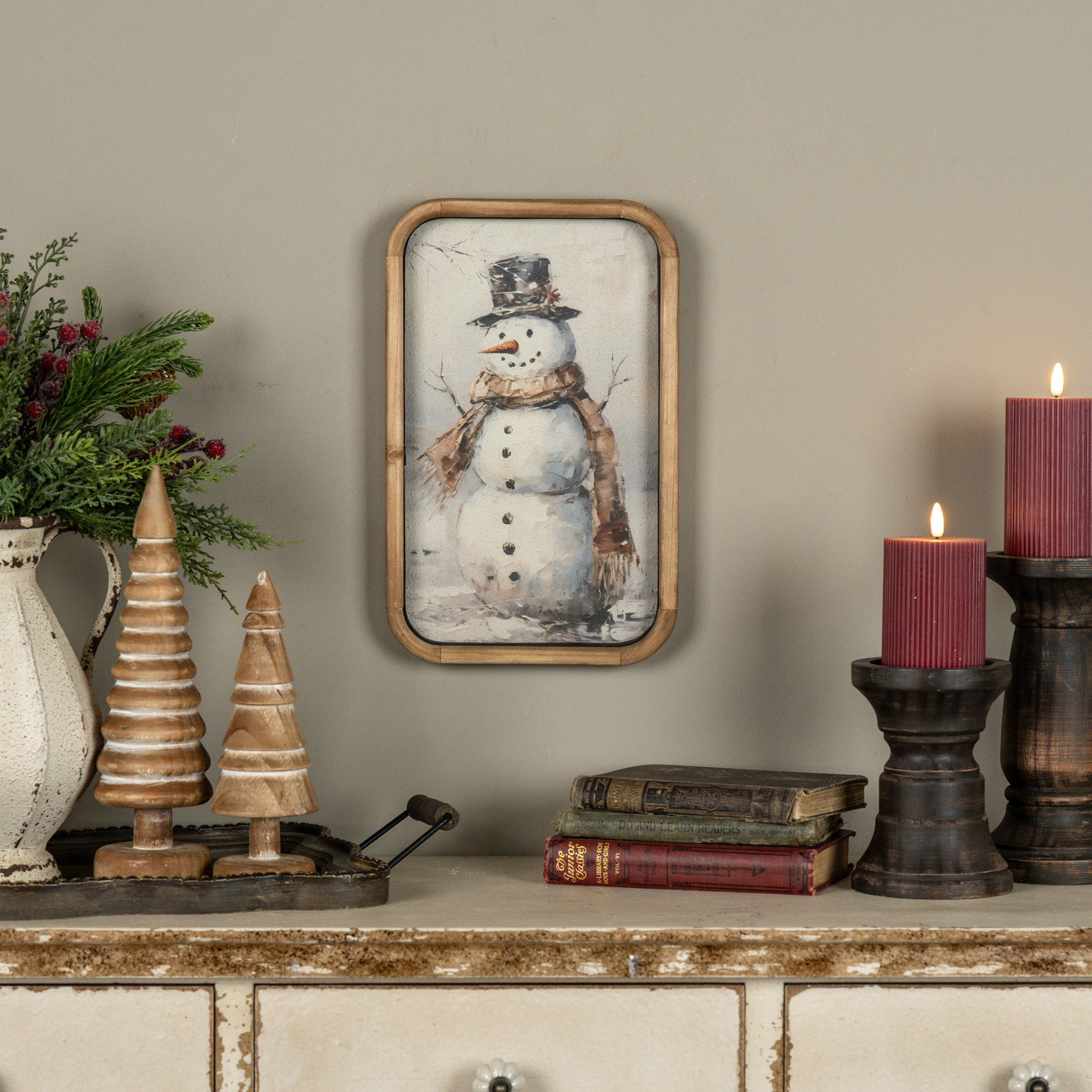 Bundled Up Snowman Framed Print, 14"