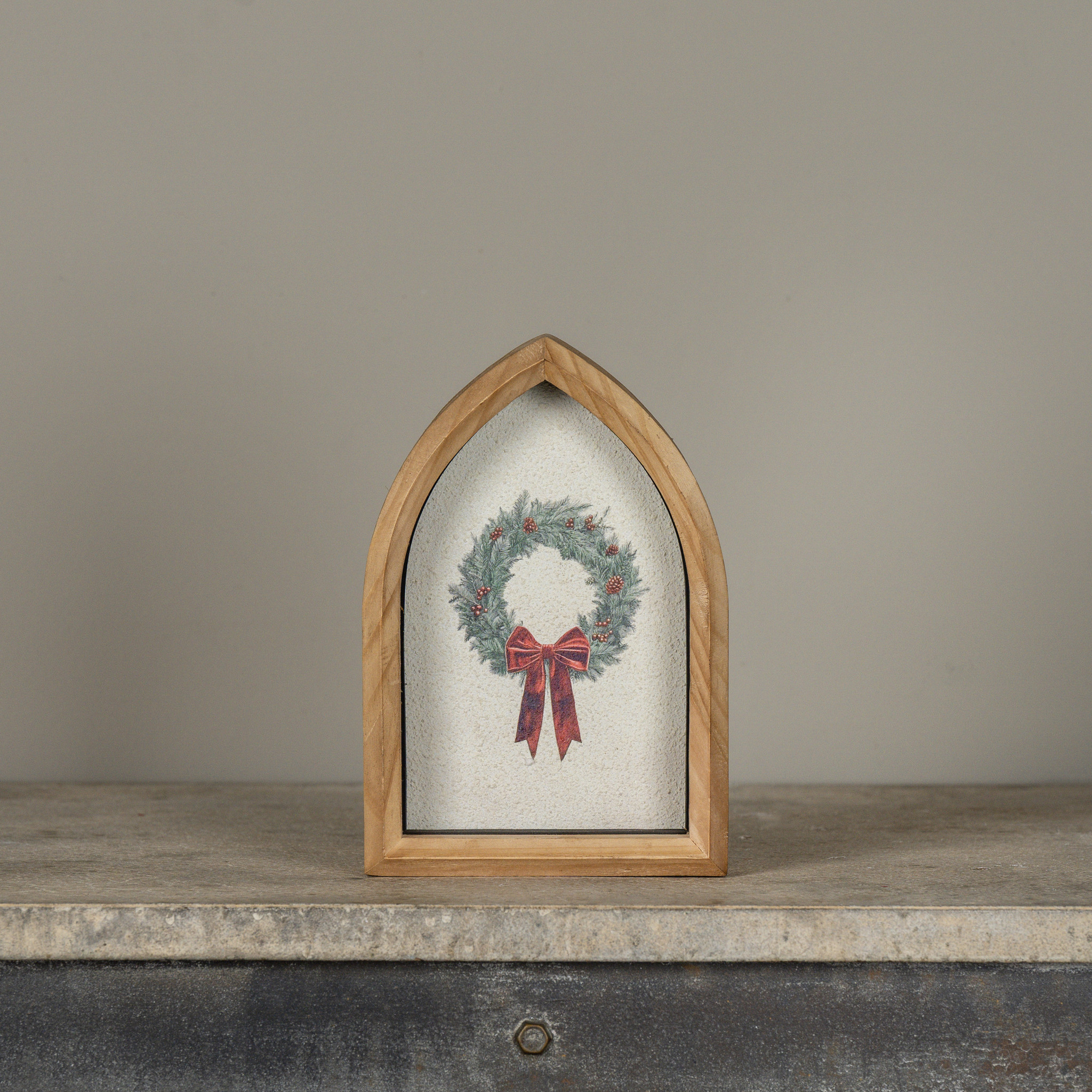 Holiday Wreath Framed Tabletop Sign, 8"