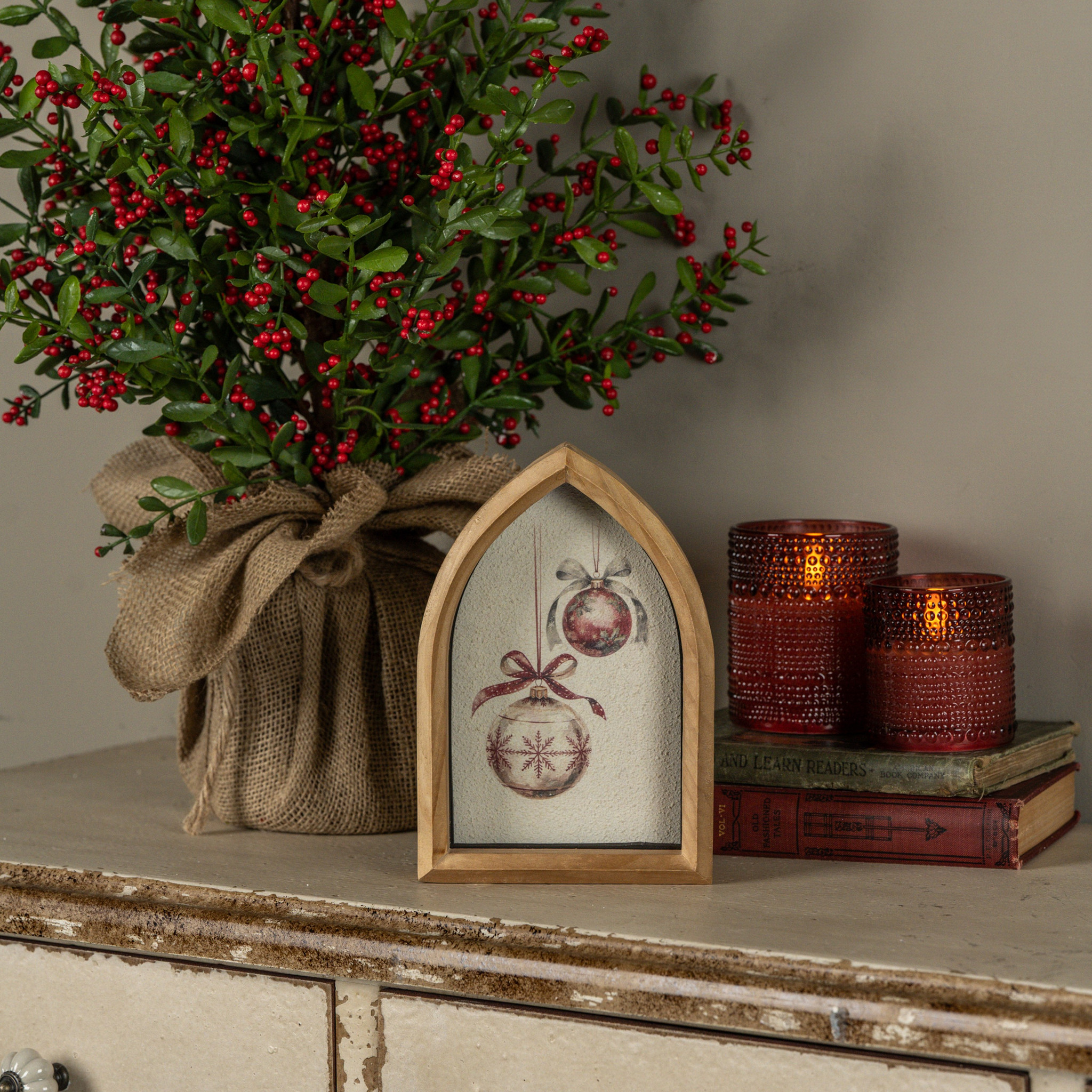 Ornaments Framed Tabletop Sign, 8"