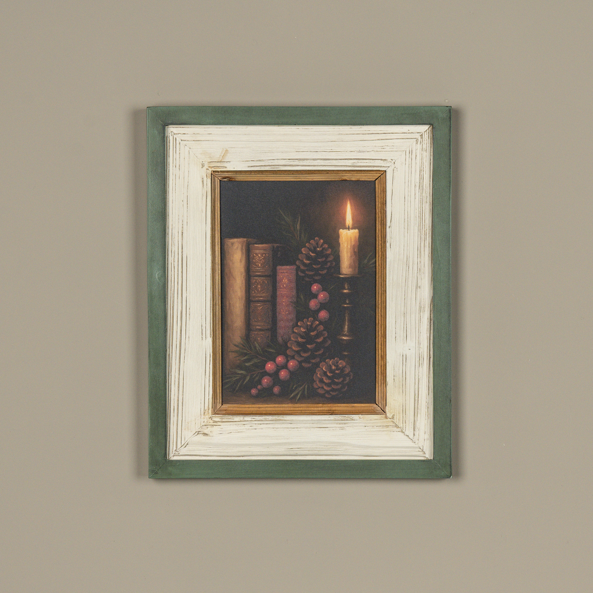 Candlelit Library Framed Sign, 17"