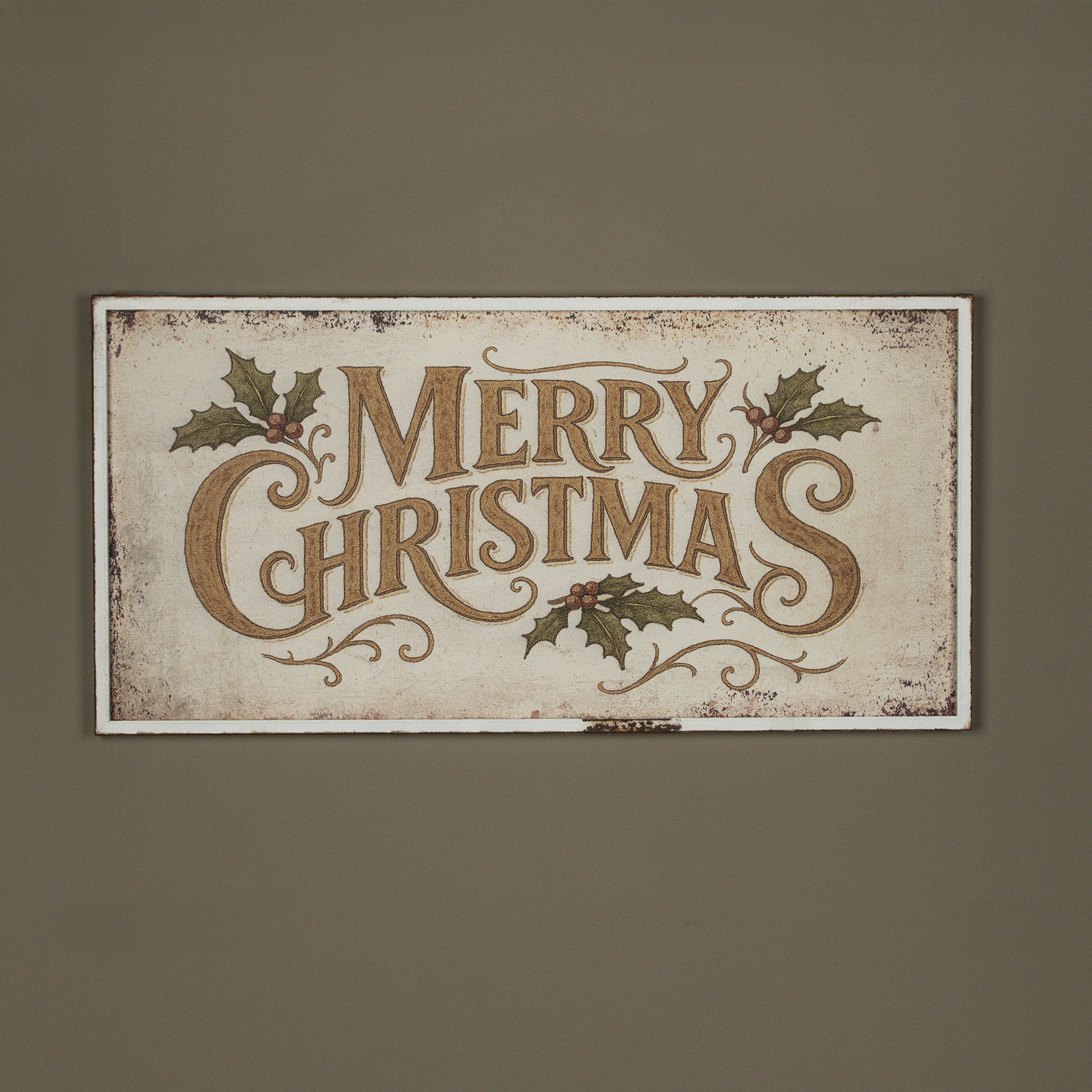 Framed Gold & White Merry Christmas Sign, 48"