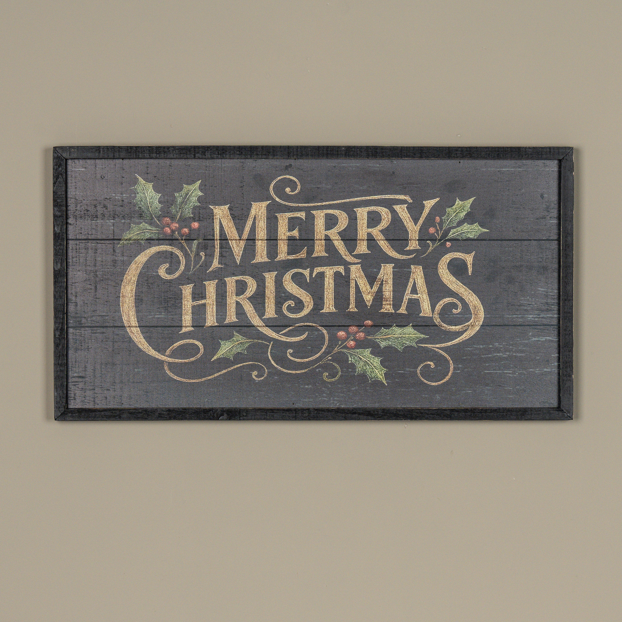 Framed Black & Gold Merry Christmas Sign, 24"