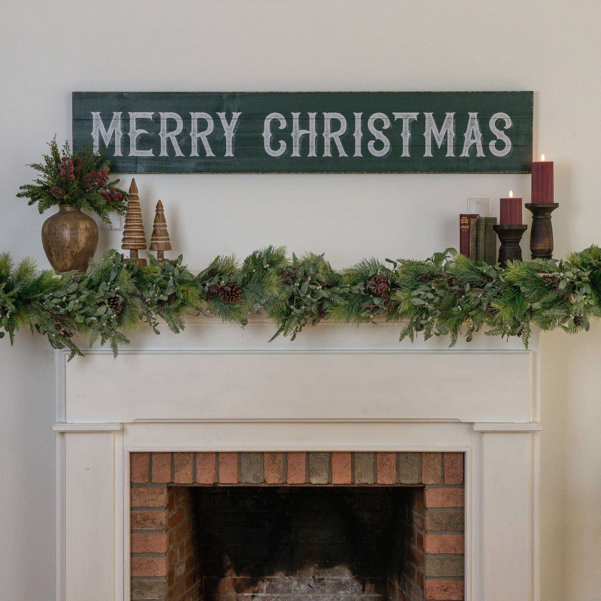 Horizontal Green Merry Christmas Sign, 63.5"
