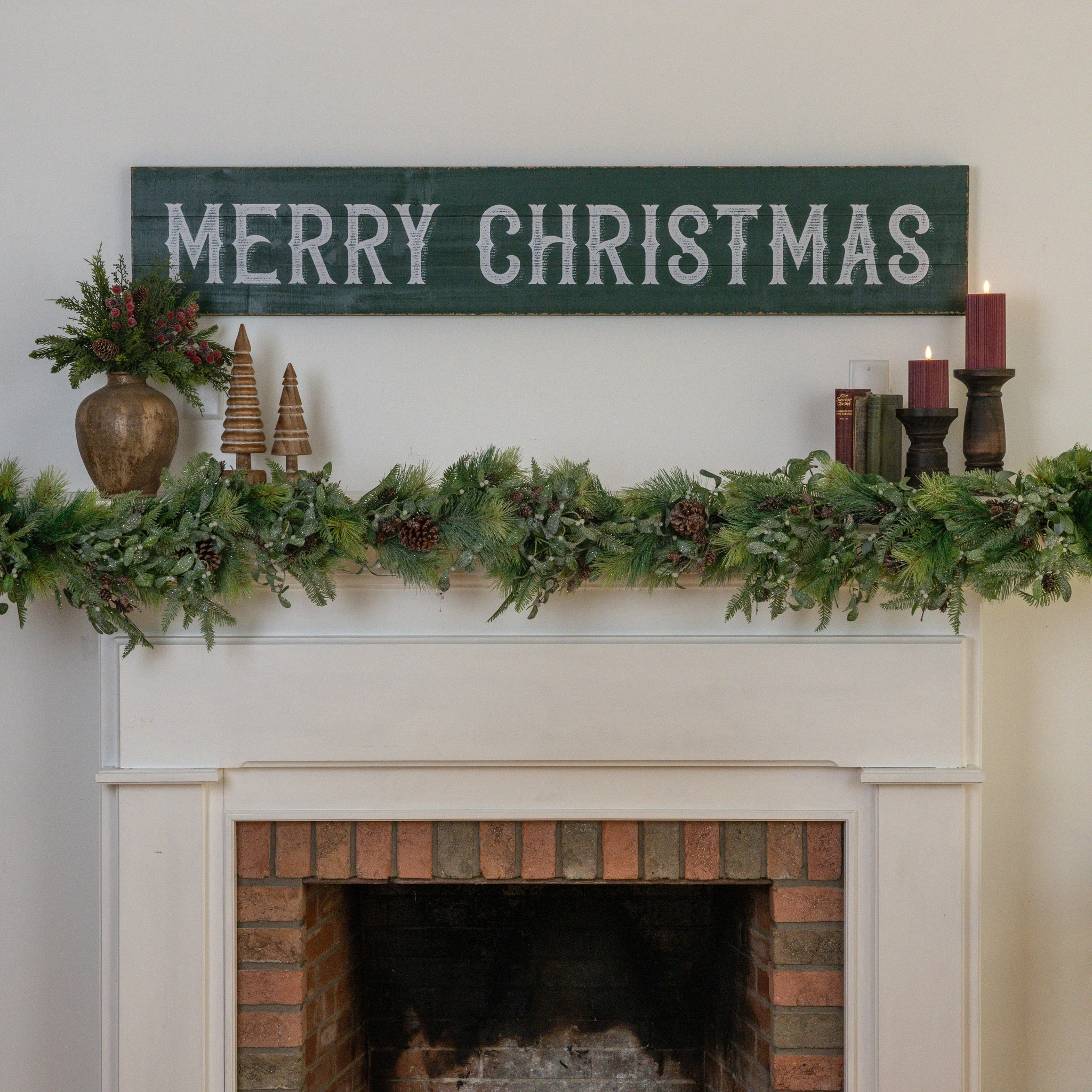Horizontal Green Merry Christmas Sign, 63.5"