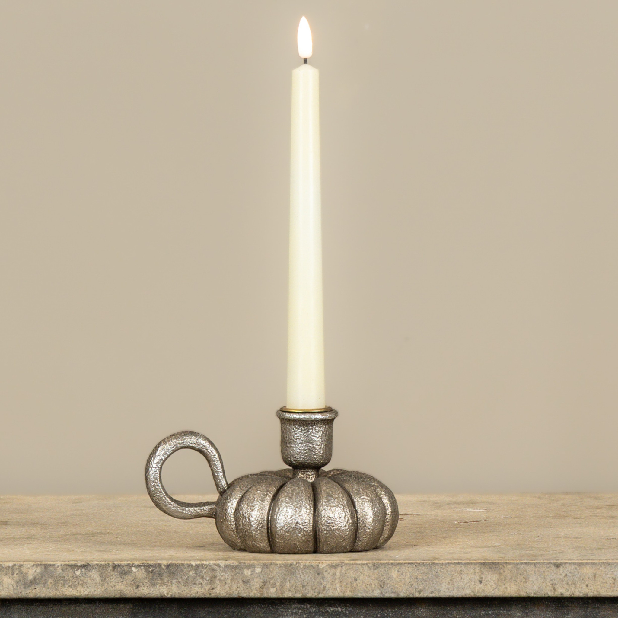Pewter Pumpkin Taper Candle Holder, photo 2 of 3