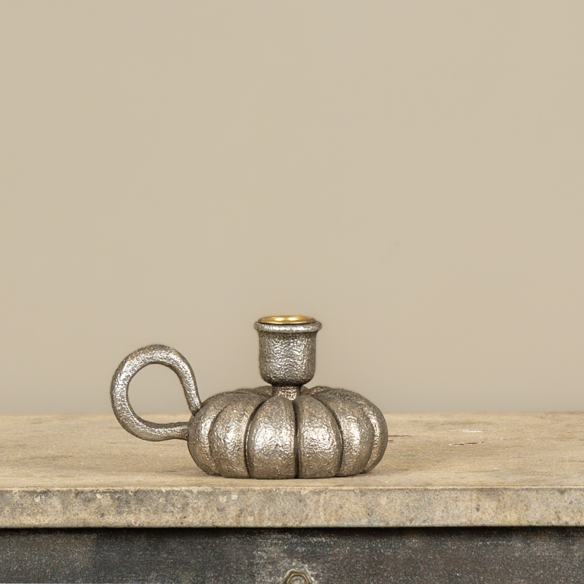 Pewter Pumpkin Taper Candle Holder, photo 3 of 3