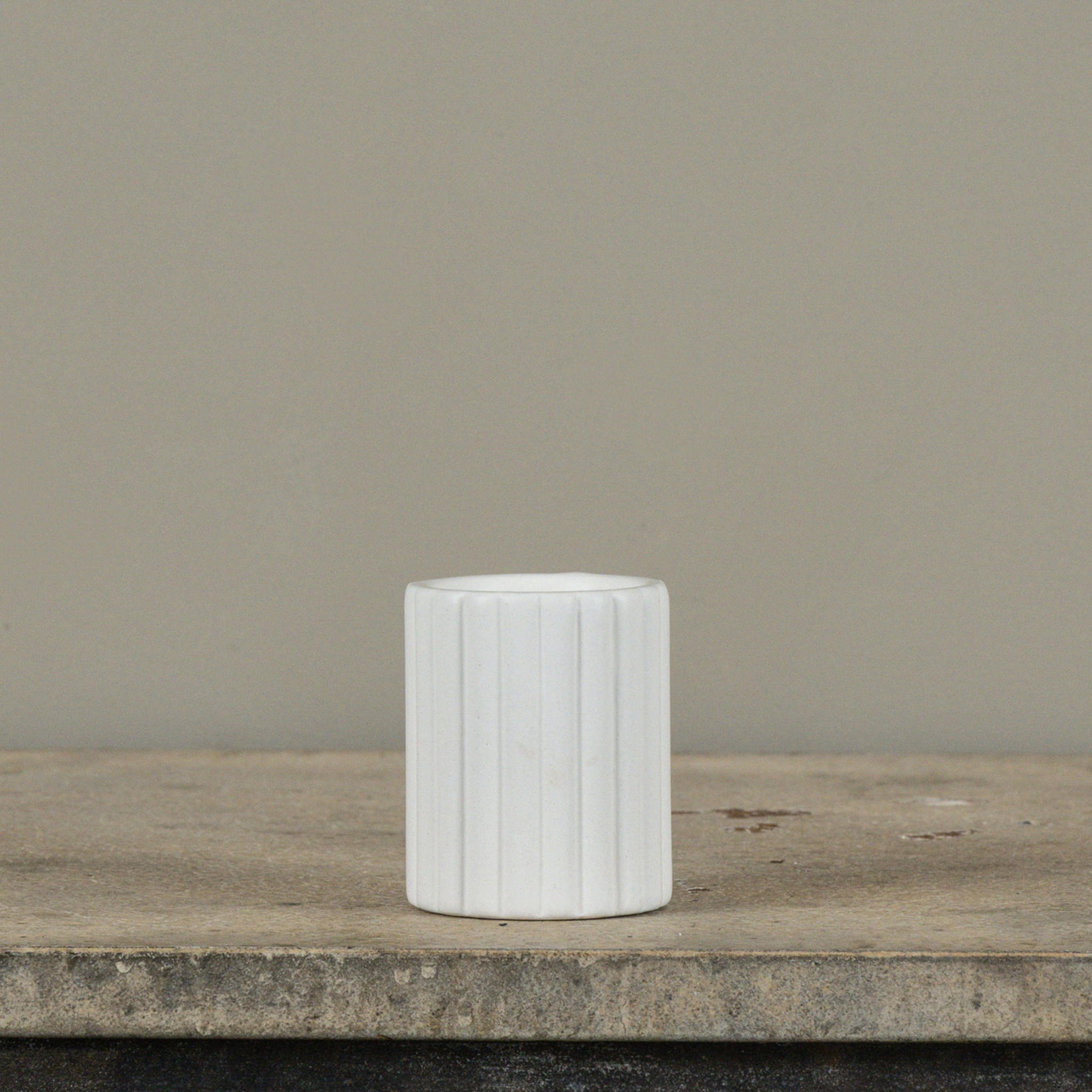 Fluted Cement Tealight Candle Holder, 3", photo 3 of 3