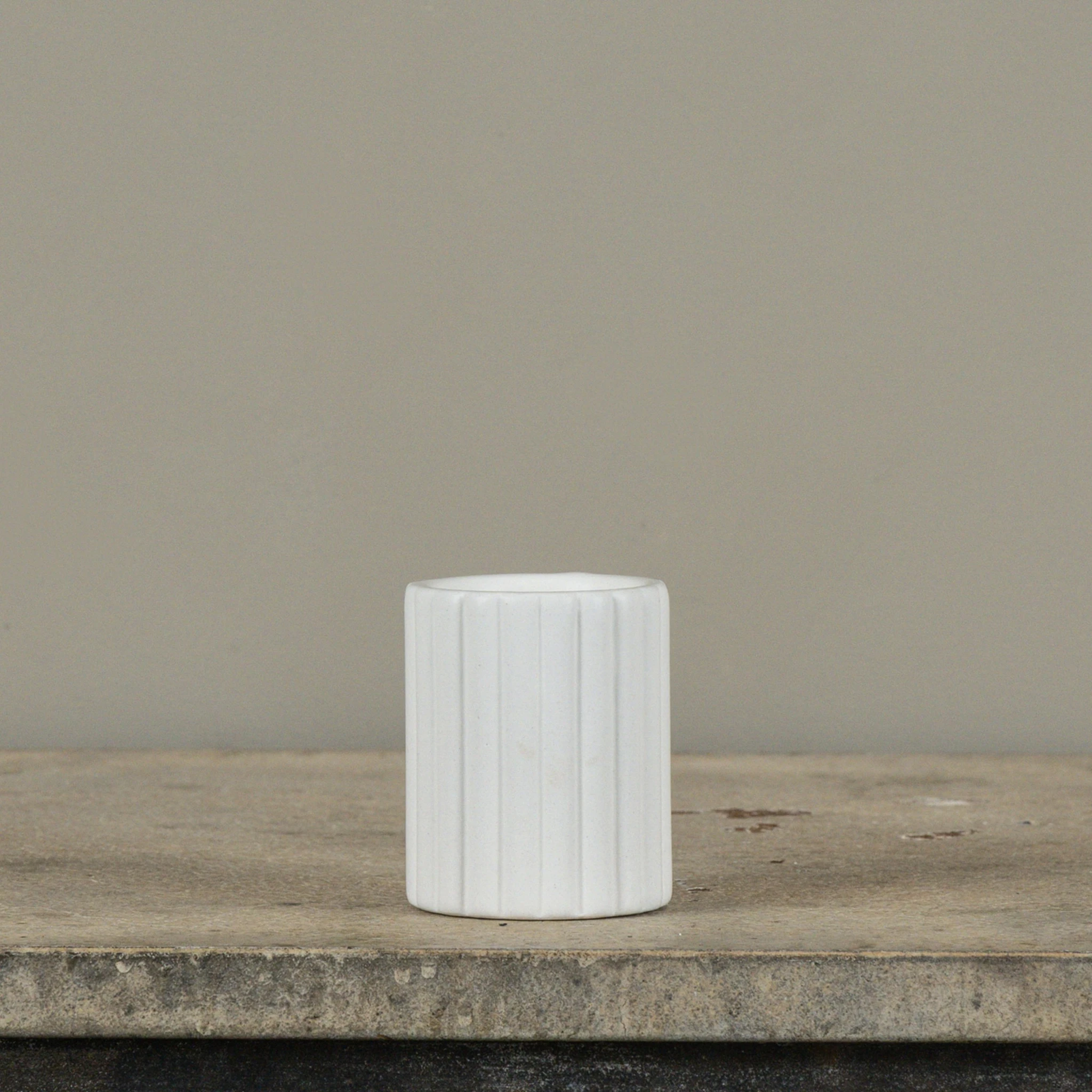 Fluted Cement Tealight Candle Holder, 3", photo 3 of 3