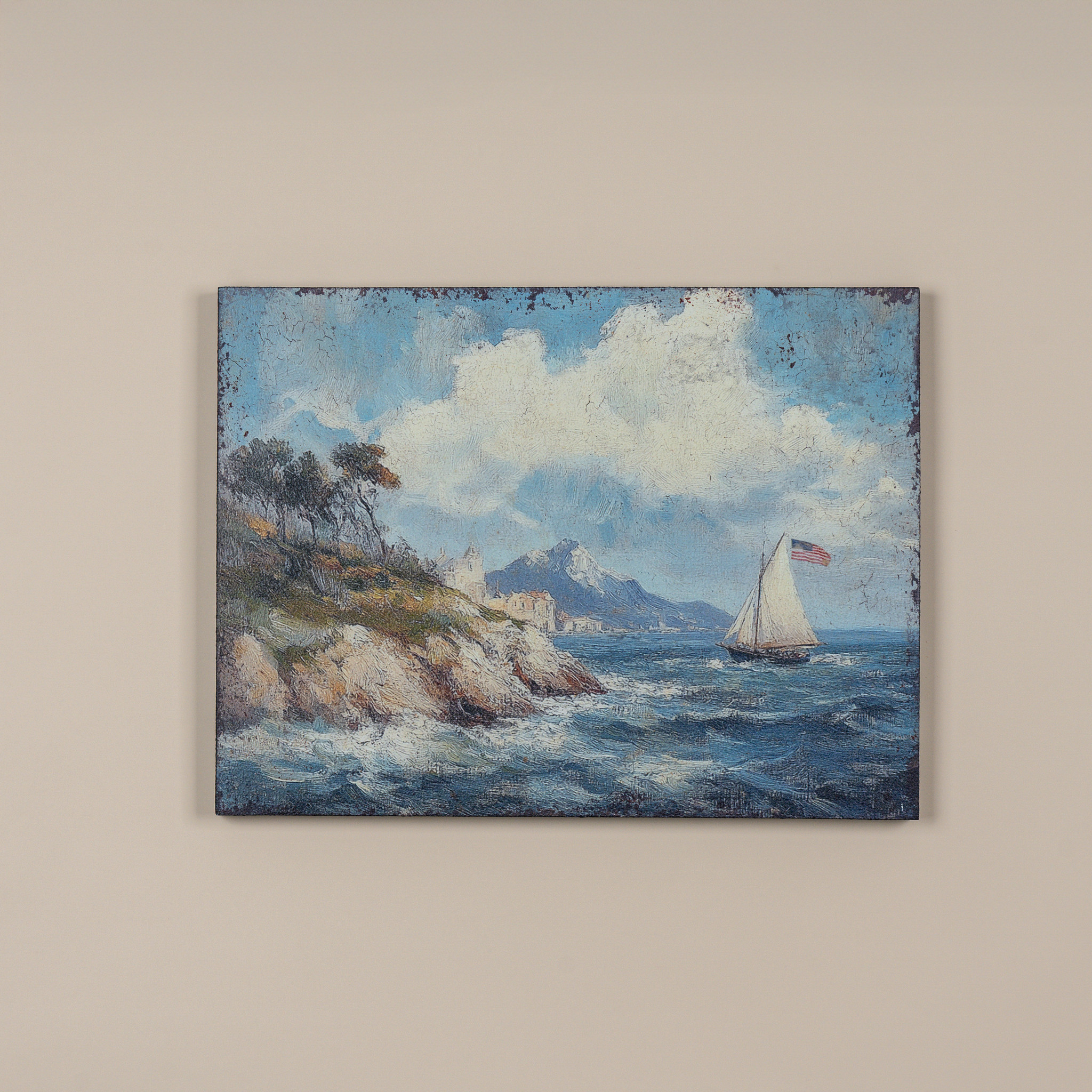 Patriotic Sailboat Print, 24"