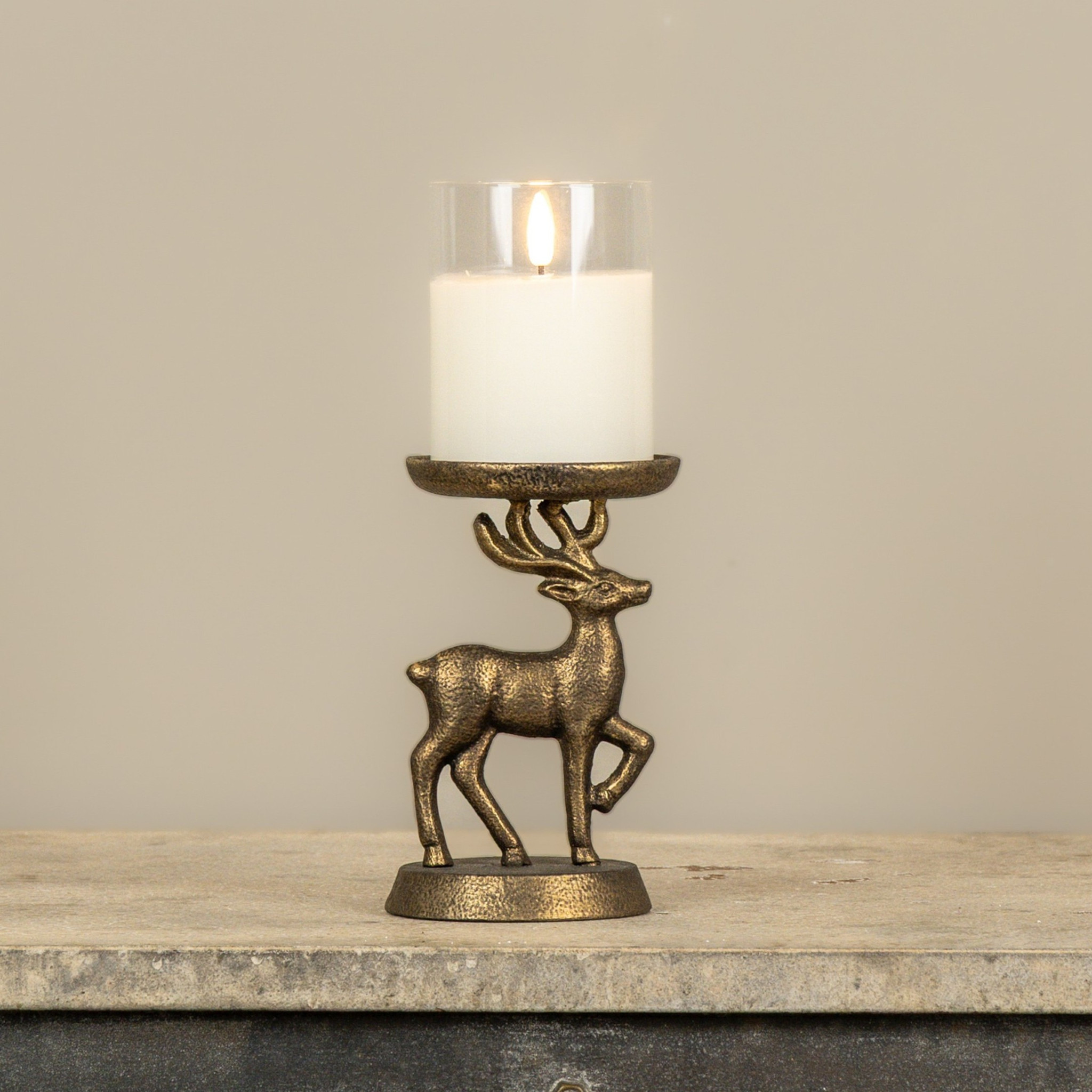 Bronze Deer Pillar Candle Holder, photo 2 of 3