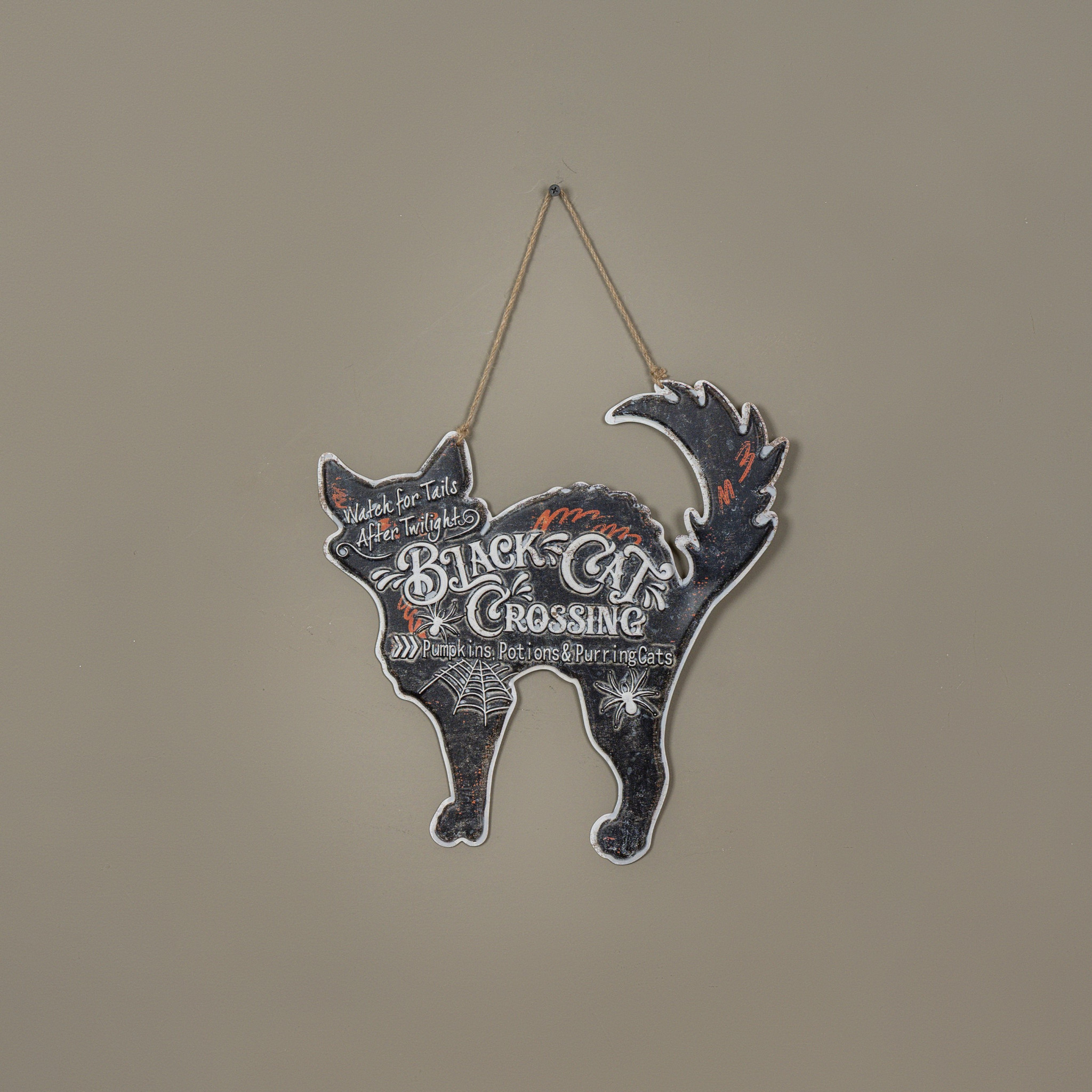 Black Cat Crossing Hanging Sign, 13", photo 2 of 2