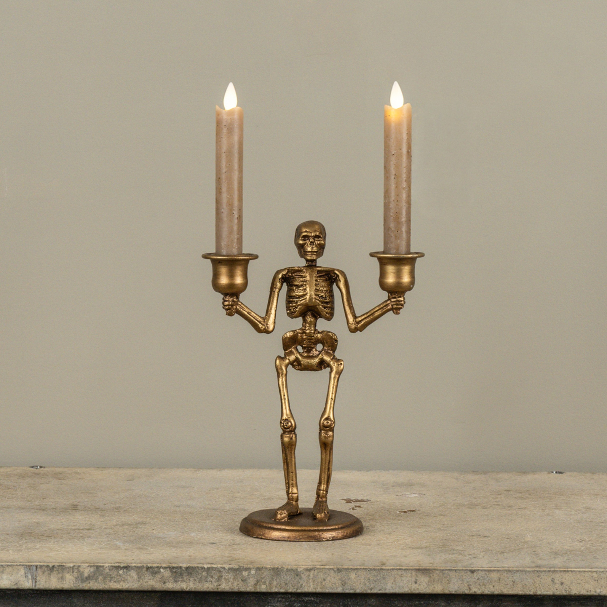 Gold Skeleton Double Taper Candle Holder, photo 2 of 3