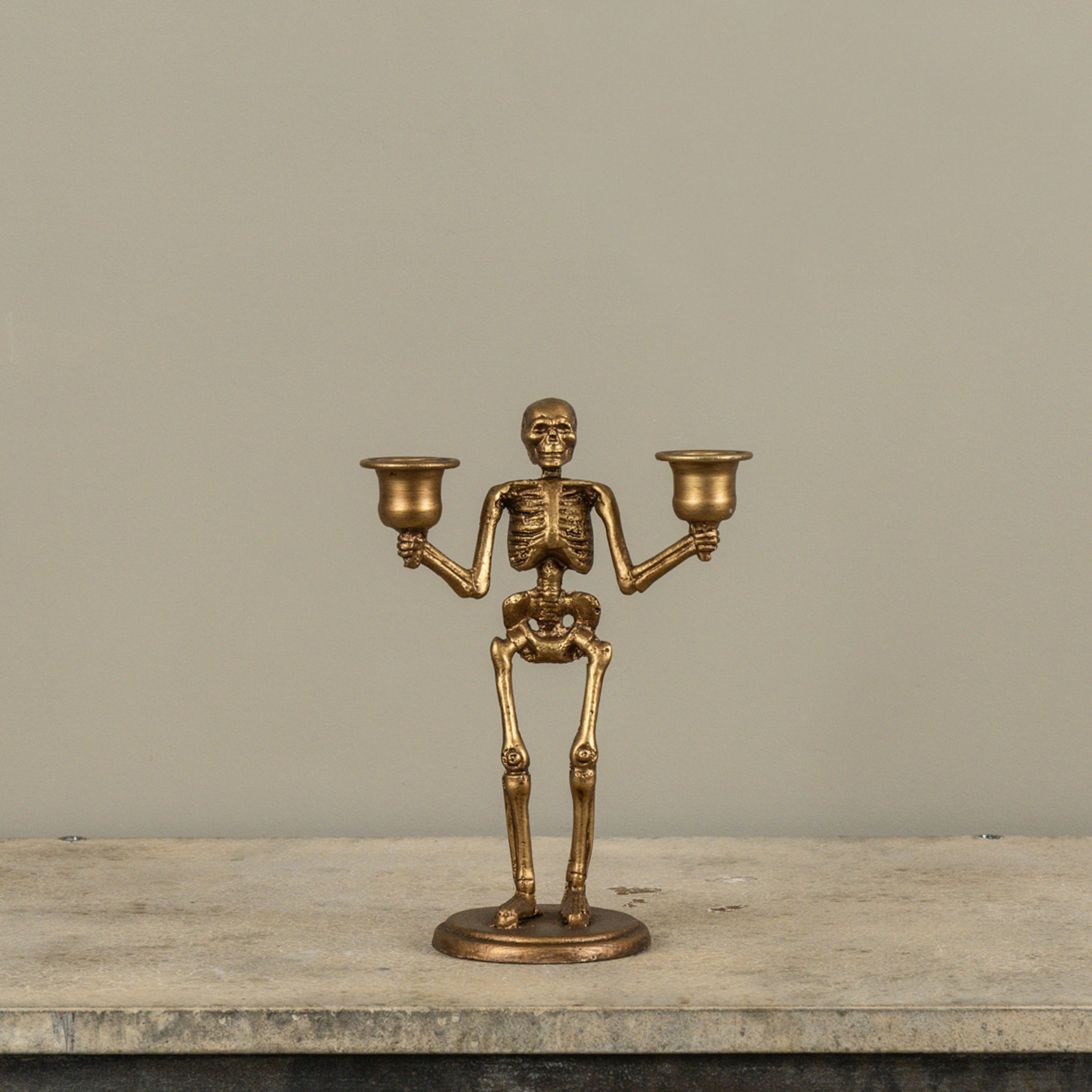 Gold Skeleton Double Taper Candle Holder, photo 3 of 3