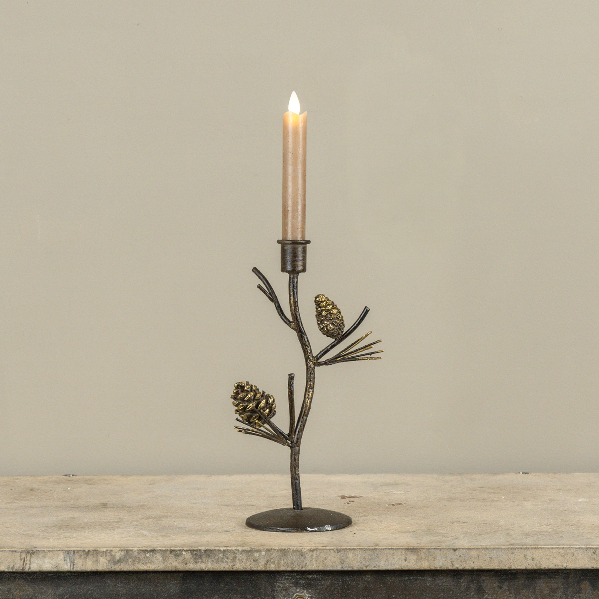 Pinecone Branch Taper Candle Holder, photo 2 of 3