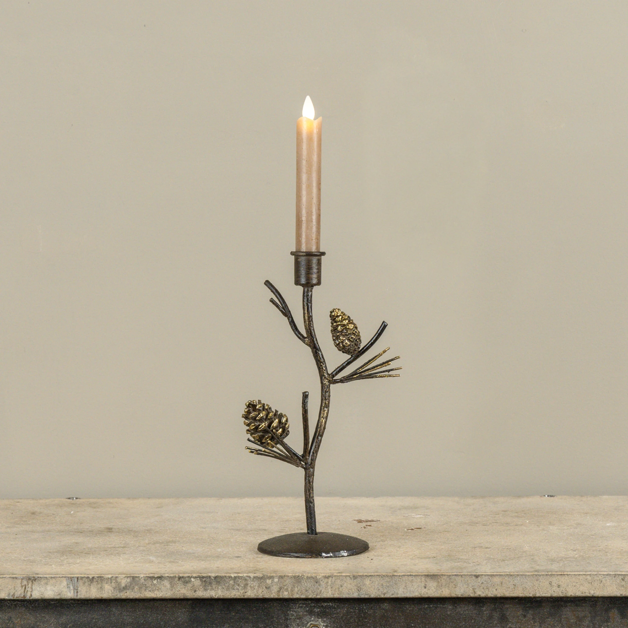 Pinecone Branch Taper Candle Holder, photo 2 of 3