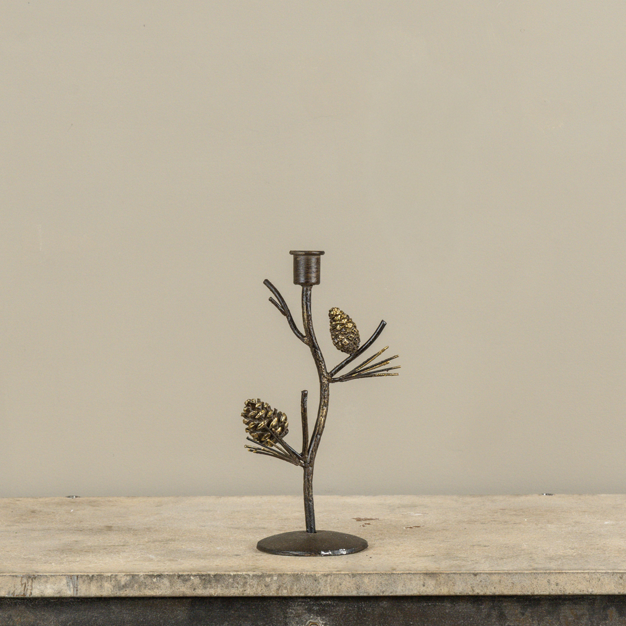 Pinecone Branch Taper Candle Holder, photo 3 of 3