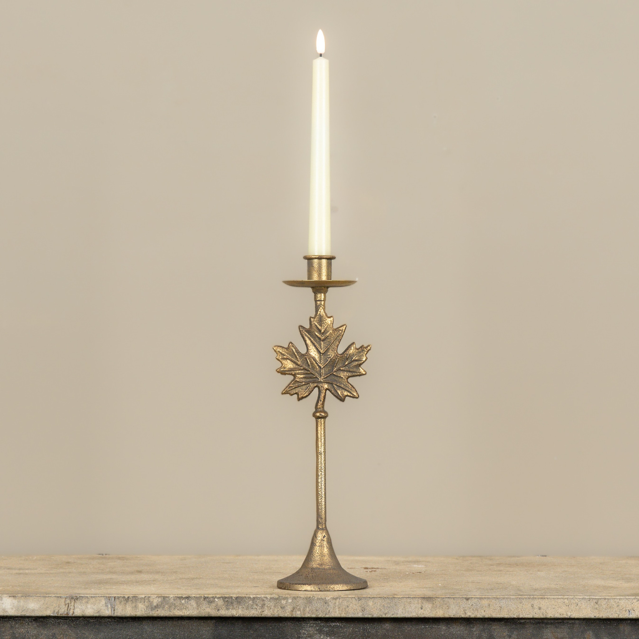 Gold Maple Leaf Taper Candle Holder, photo 2 of 3