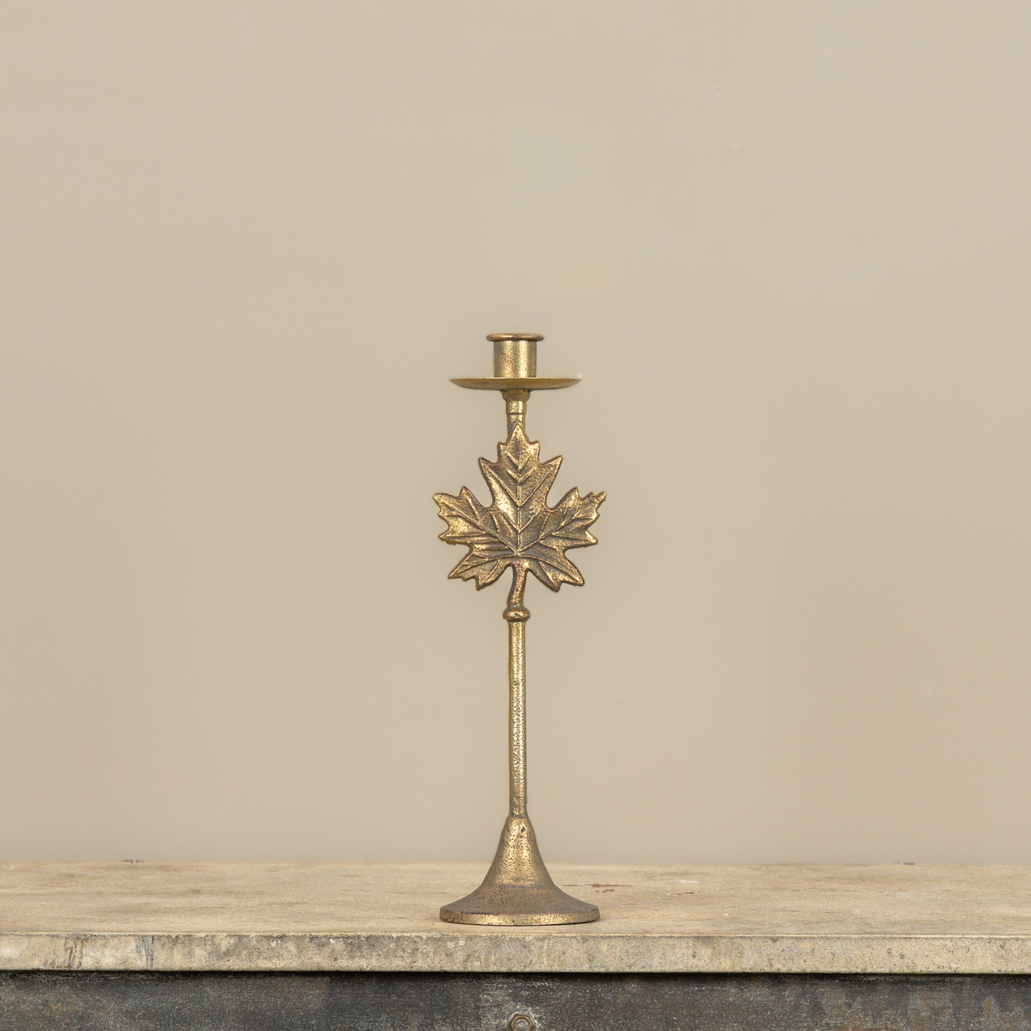 Gold Maple Leaf Taper Candle Holder, photo 3 of 3