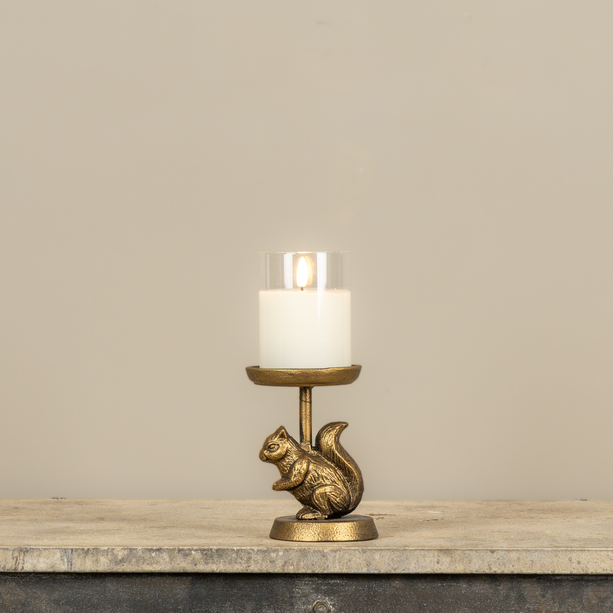 Gold Squirrel Pillar Candle Holder, photo 2 of 3