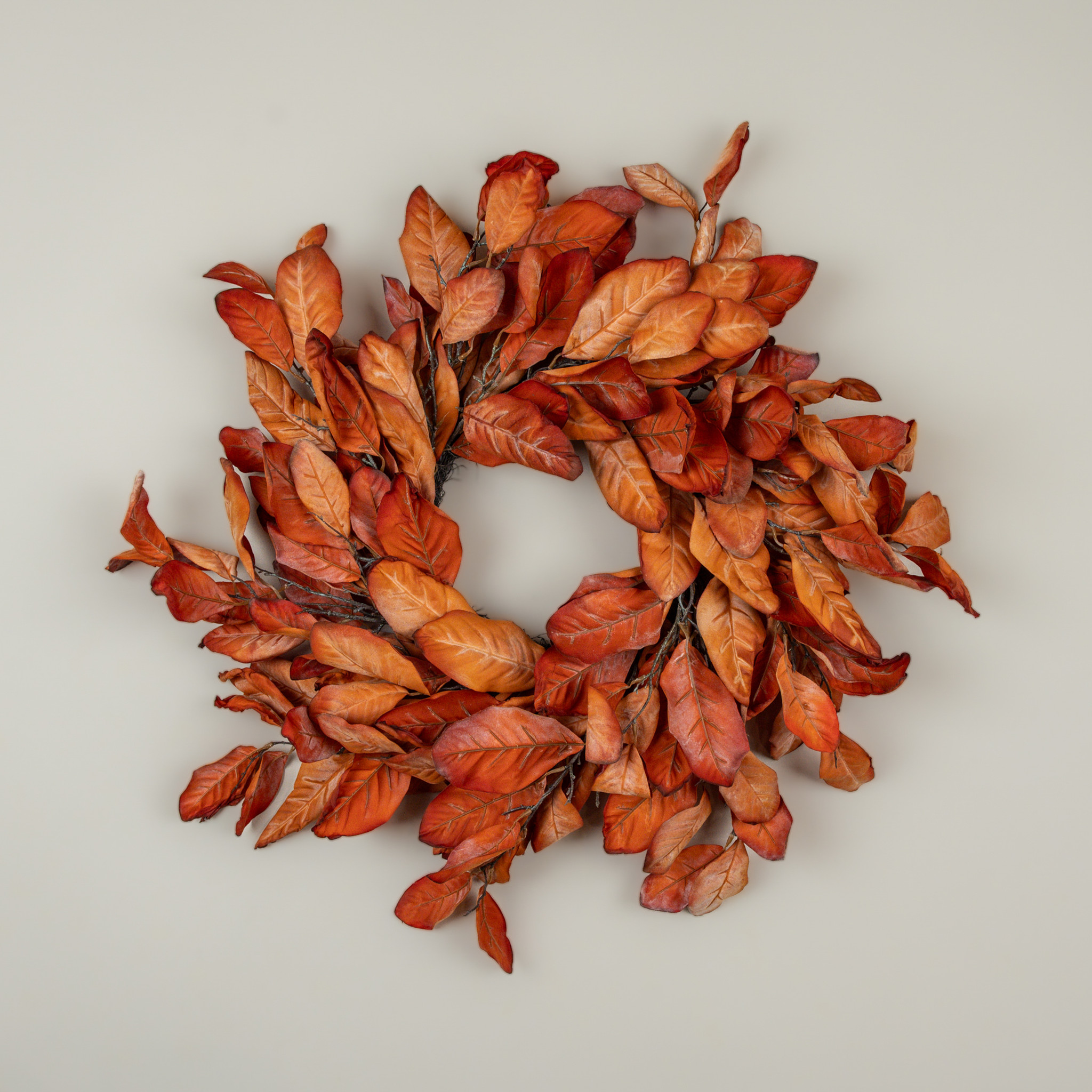 Dried Orange Magnolia Leaves Wreath, 26", photo 2 of 3