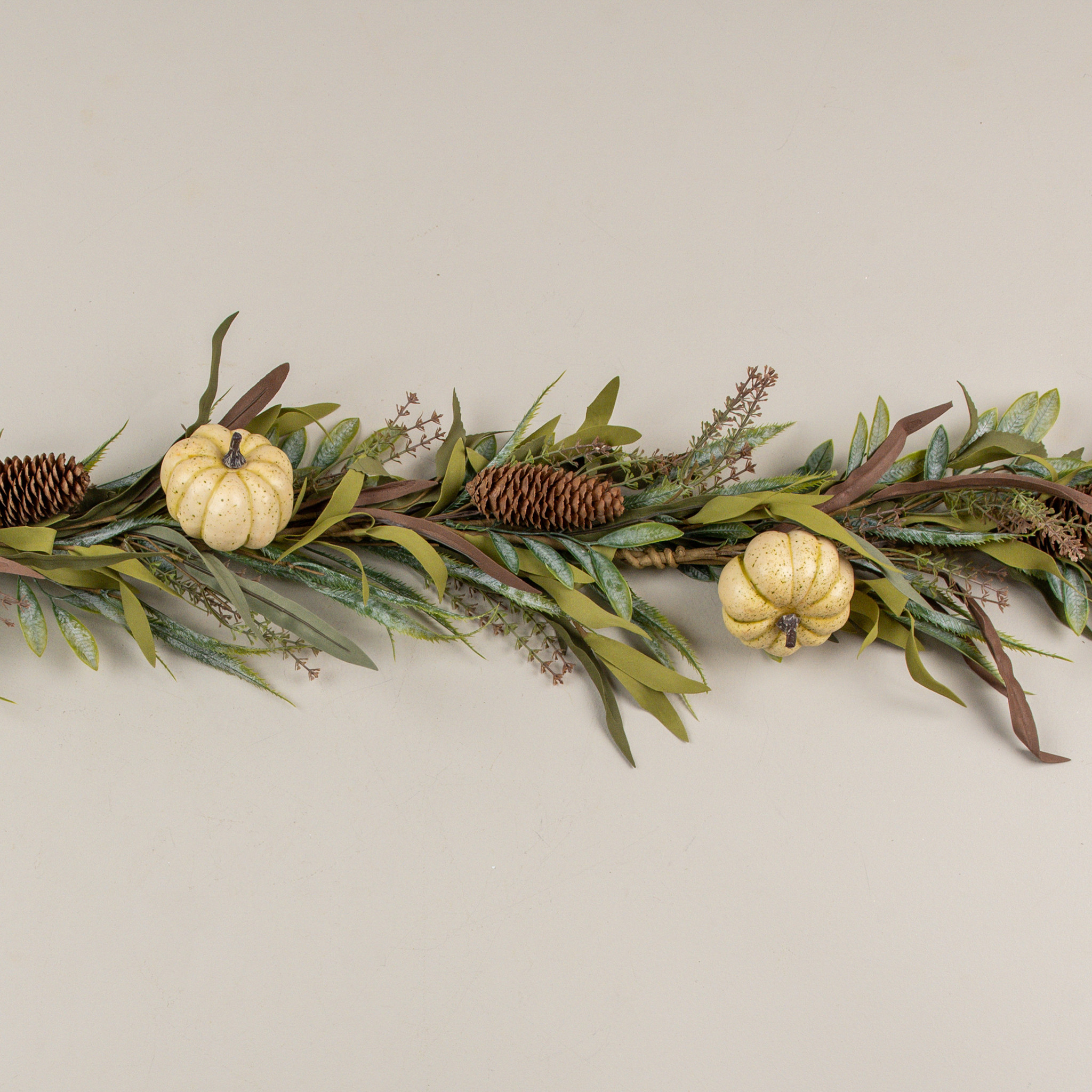 Cream Pumpkin & Foliage Garland, 6 ft, photo 2 of 3