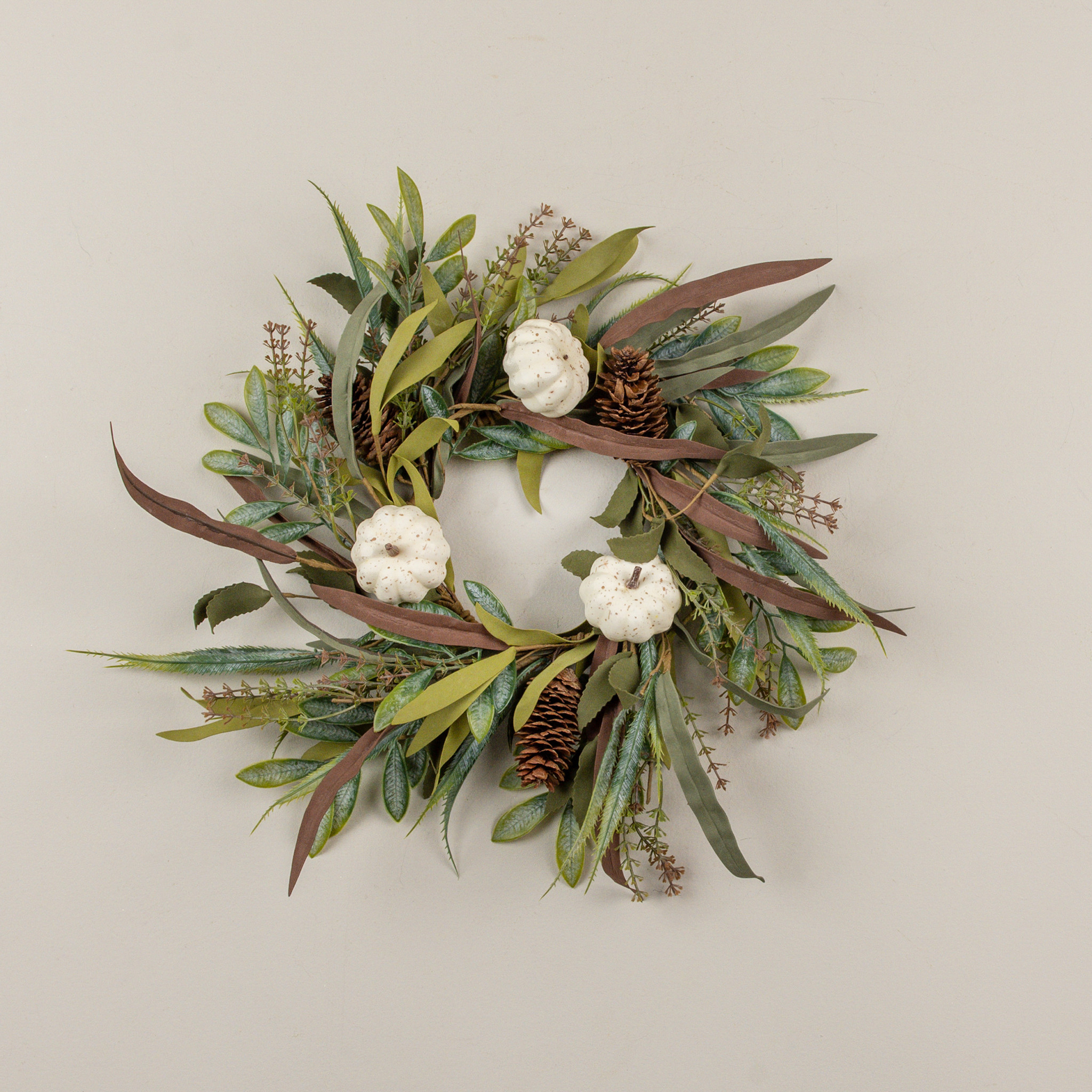 Cream Pumpkin & Foliage Candle Ring, 14", photo 2 of 3